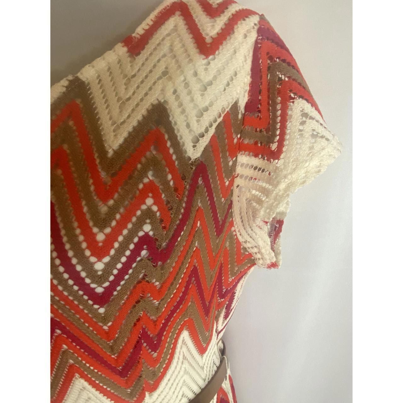Designer Vintage Style Retro Chevron Pattern Knit Dress Belt Size 16 Size XXL / US 16-18 / IT 52-54 - 2 Thumbnail