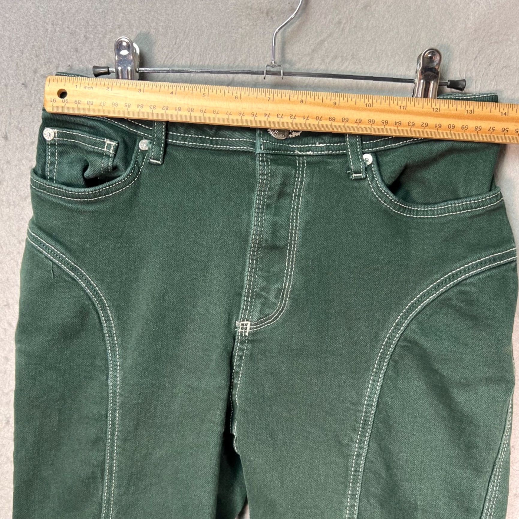 Free People Free People Jeans Womens 27 Green Flare Denim 5-Pocket High Rise Cotton Blend Bohemian Shoes Not Applicable Size 27" / US 4 / IT 40 - 5 Thumbnail