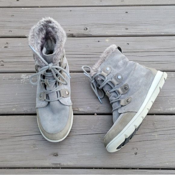 SOREL Sorel Explorer Joan Gray Suede Leather Lace-up Sneaker Winte Size US 9.5 / IT 39.5 - 1 Thumbnail
