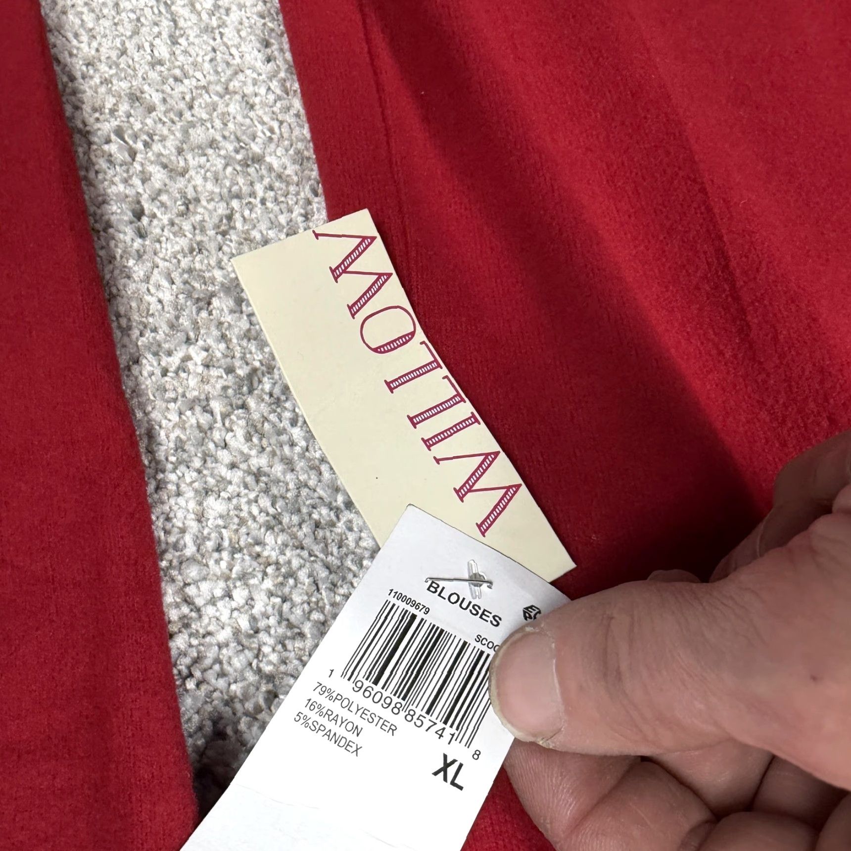 Vintage Willow Drive Blouse Womens XL Red One Shoulder Jersey Long Sleeve Casual Size XL / US 12-14 / IT 48-50 - 3 Thumbnail