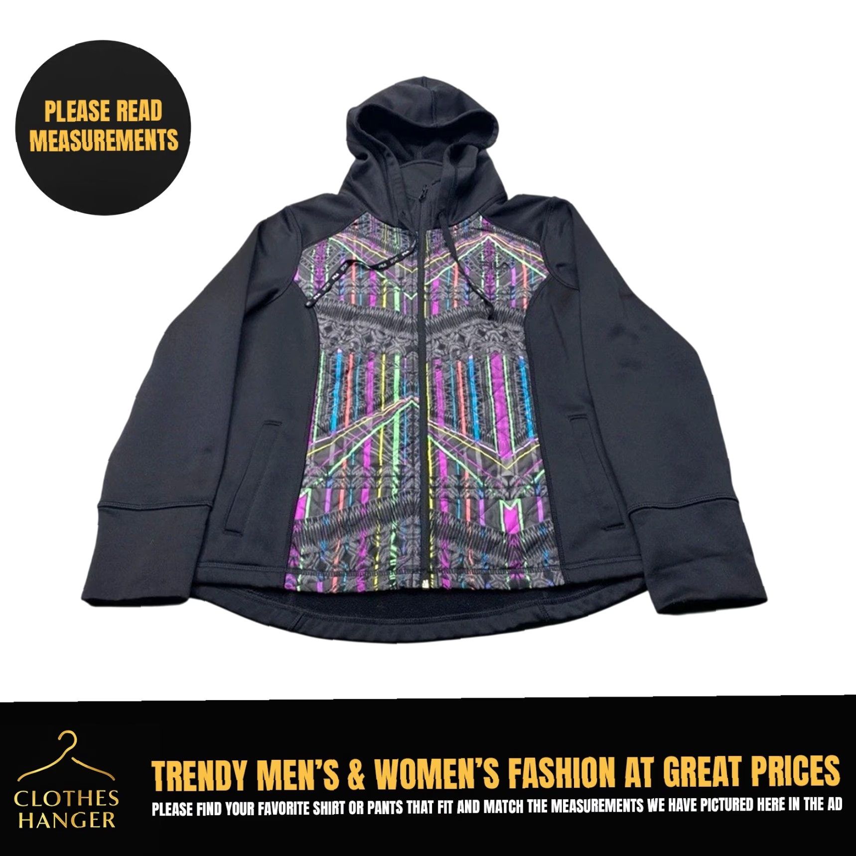 Fila Fila Sport Sweatshirt Womens Large Full Zip Hooded Fleece Geometric Design Size L / US 10 / IT 46 - 2 Thumbnail