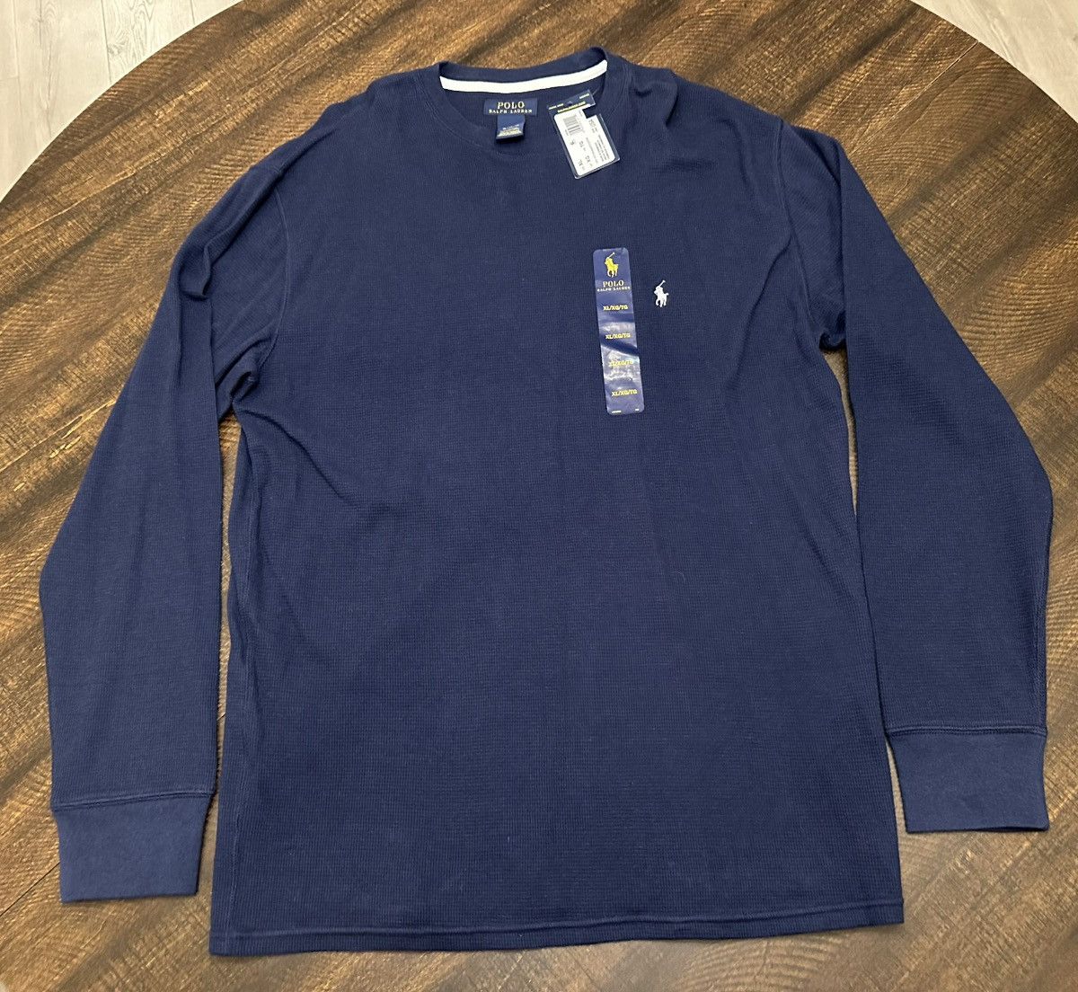 Polo Ralph Lauren NWT Polo Ralph Lauren Mens Waffle Knit Thermal L/S Navy-XL Size US XL / EU 56 / 4 - 1 Thumbnail