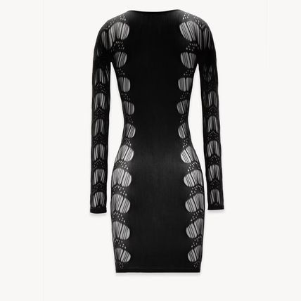 Saint Laurent Paris o1bcso1str1125 Dress In Ladder Knit Jersey in Black Size S / US 4 / IT 40 - 2 Thumbnail