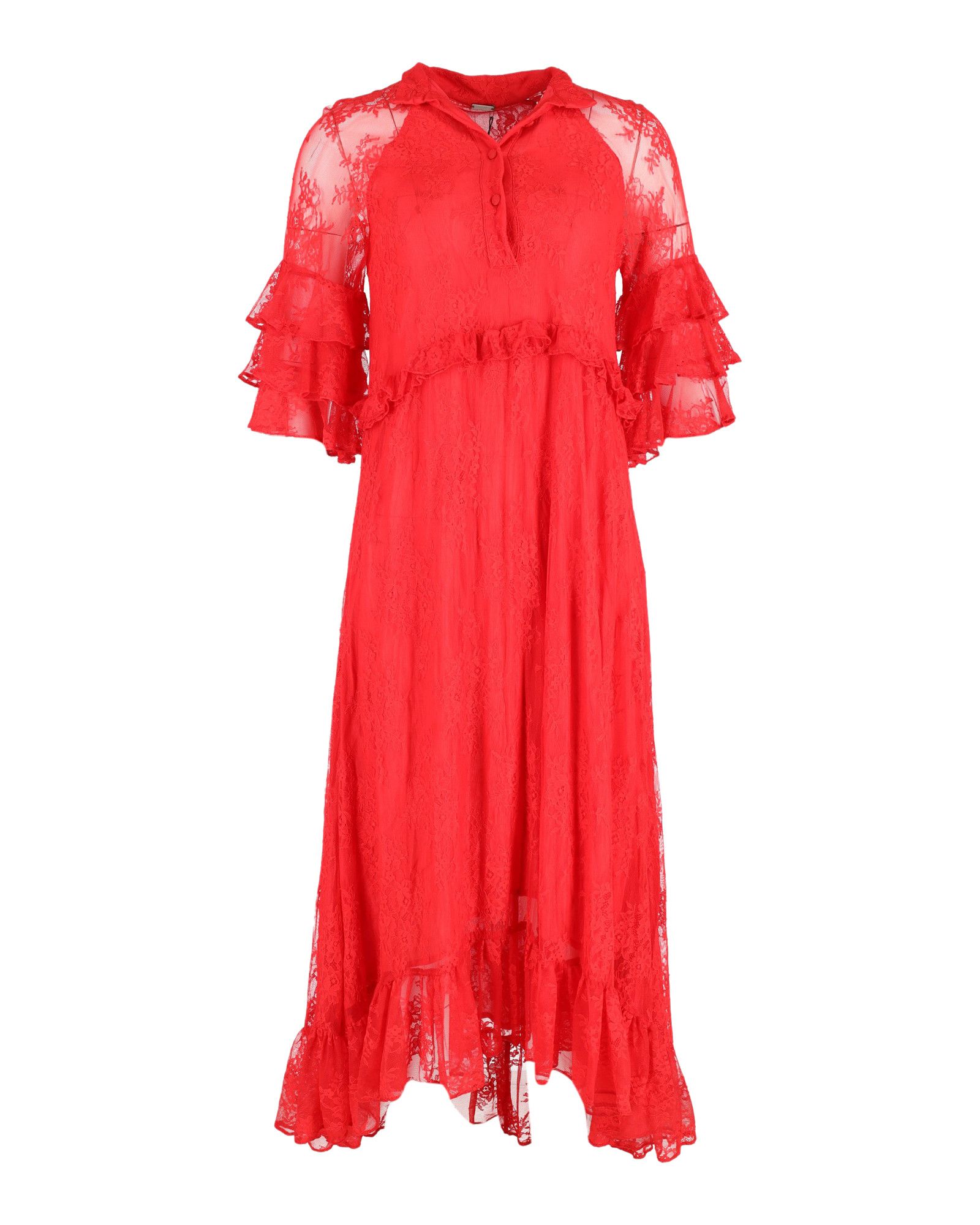 Dodo Bar Or Dodo Bar Or Rossano Ruffled Dress in Red Silk Size XS / US 0-2 / IT 36-38 - 1 Thumbnail