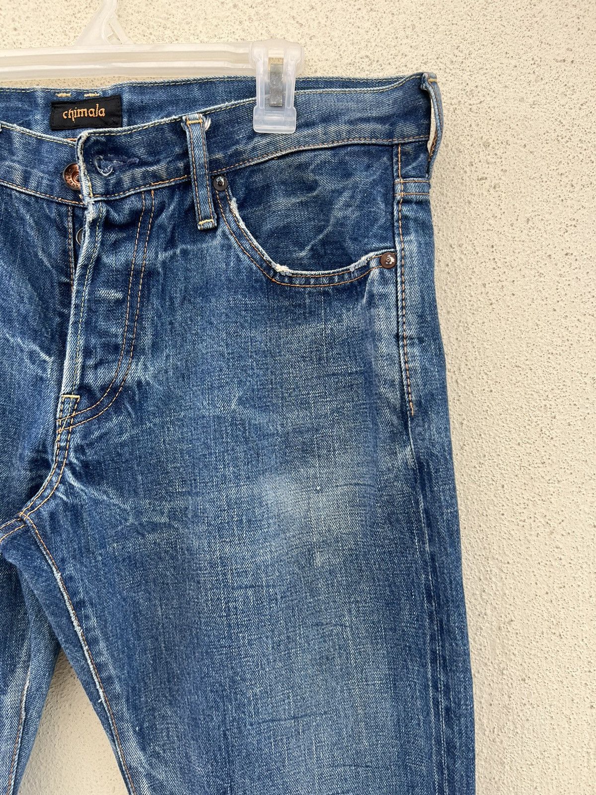 Chimala Chimala Japan Distressed Fade Denim Selvedge Jeans Size US 32 / EU 48 - 10 Thumbnail