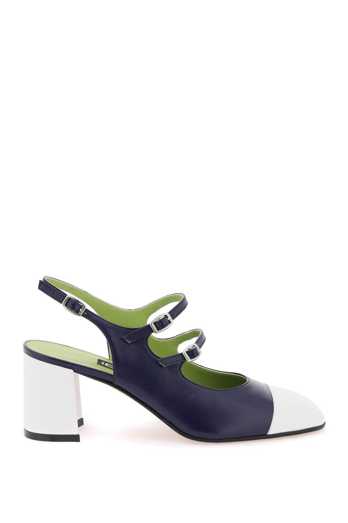 image of Carel Paris Patent Leather Papaya Slingback Mary Jane Shoes in Bianco, Women's (Size 8)