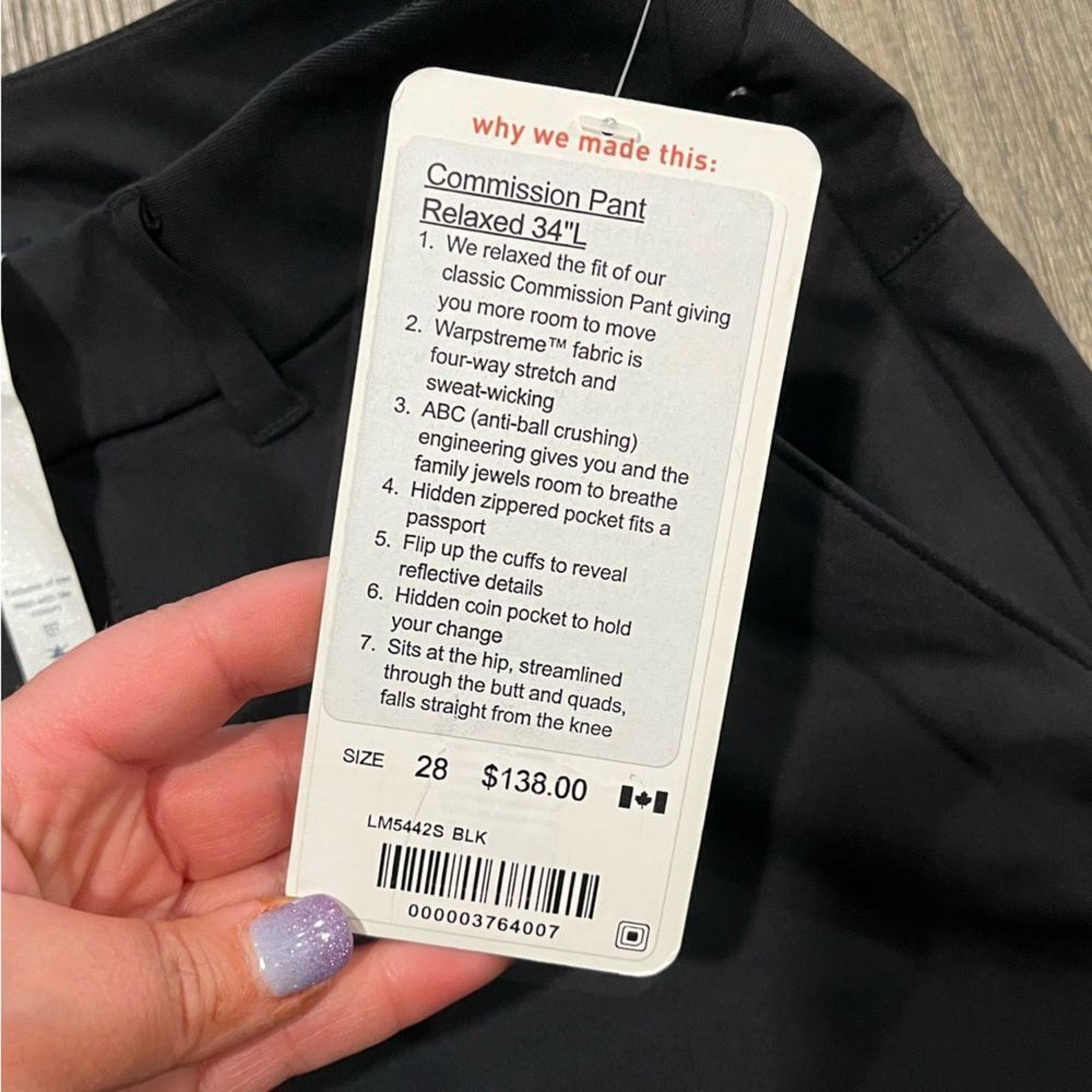 Vintage NWT Lululemon Commission Pant Relaxed Black 34"L Size 28 Size US 28 / EU 44 - 7 Thumbnail