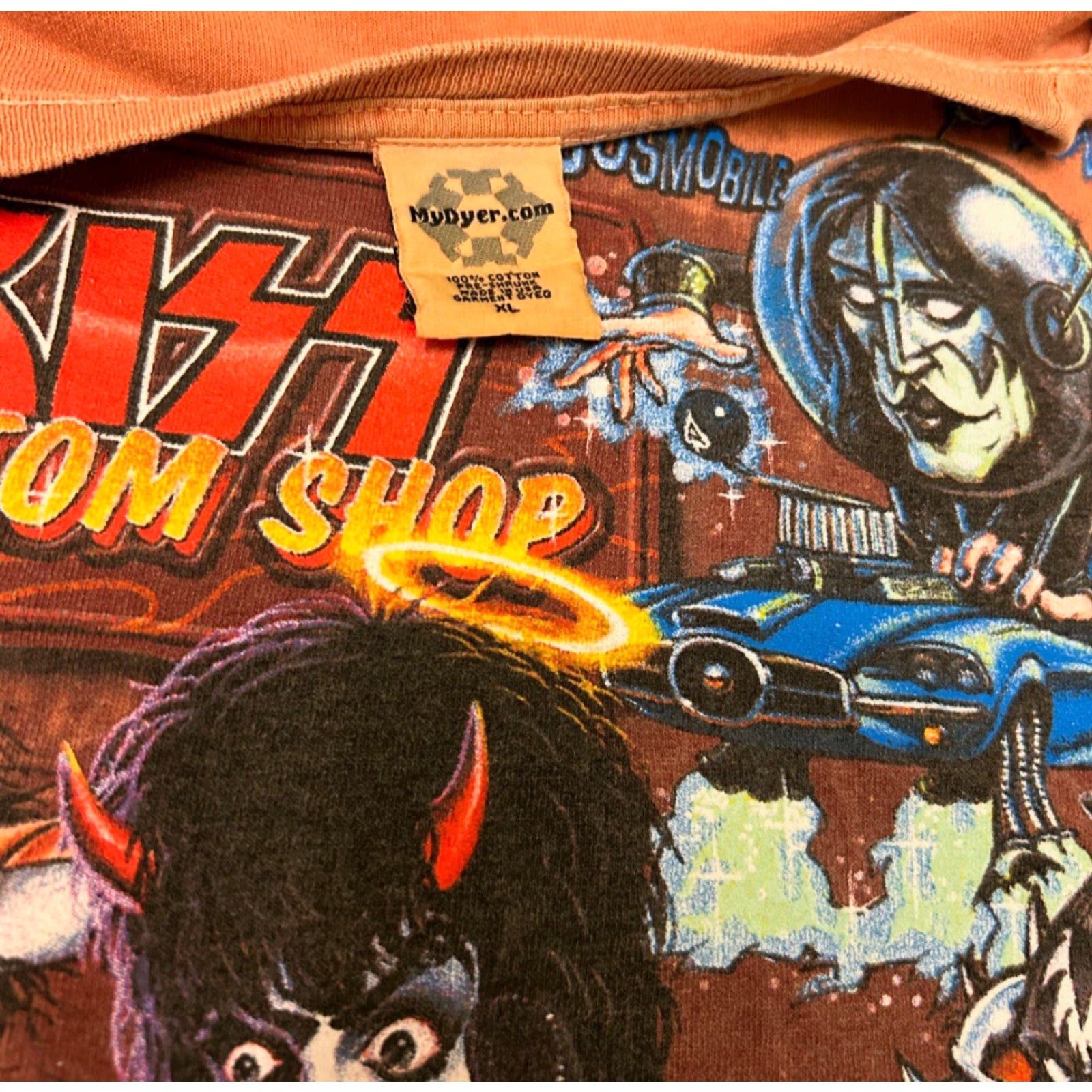 Vintage VINTAGE Kiss Band Tee Kustom Shop 2003 2004 Tour Hot Rod Shirt Mens XL Orange 90s Band Music Rock USA Mens Size US XL / EU 56 / 4 - 3 Thumbnail