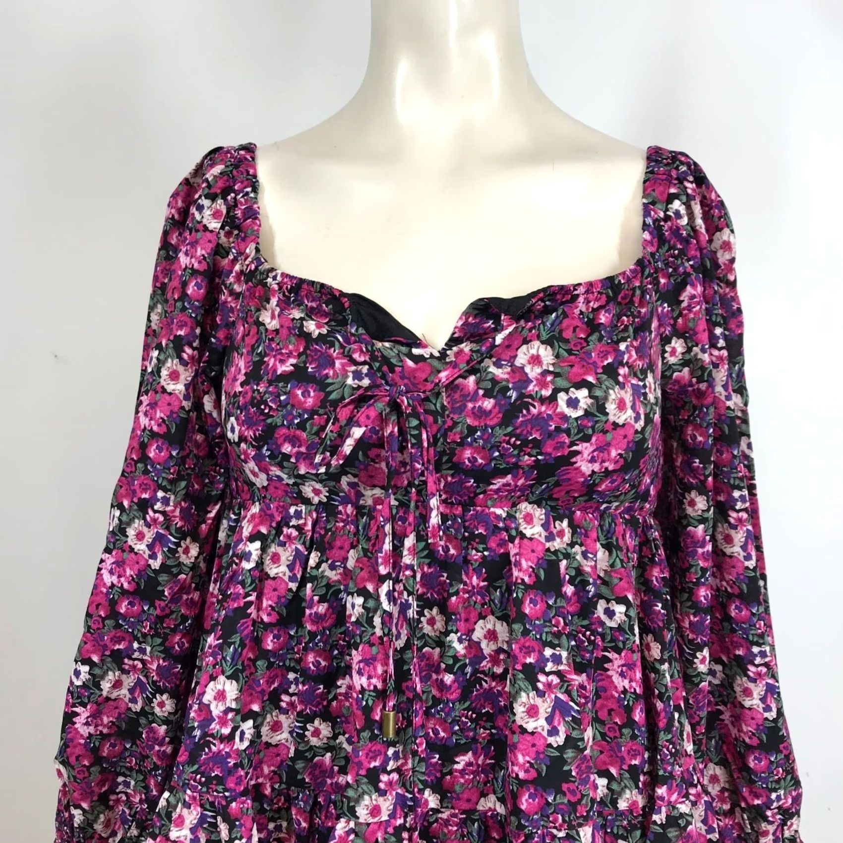 Vintage ENTRO Dress Women's Small Floral Long Sleeve Shift Polyester Ties At Neck Size S / US 4 / IT 40 - 2 Thumbnail