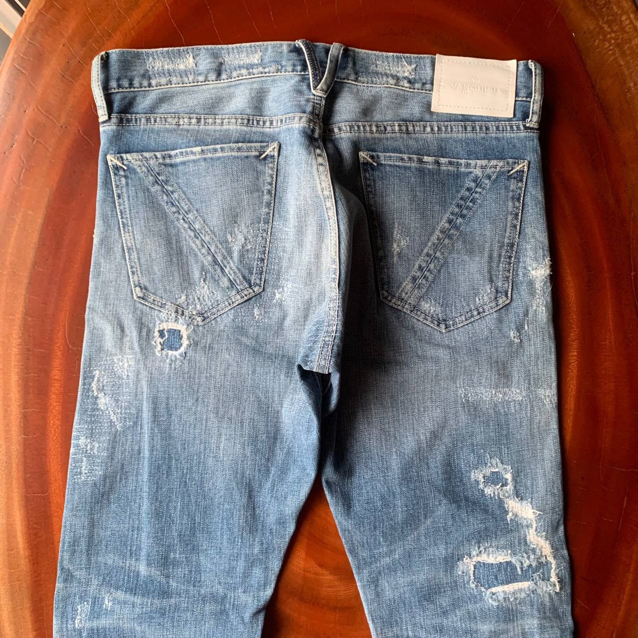 Vanquish Vanquish Distressed Patchwork Punkers Light Blue Denim Pants Size US 34 / EU 50 - 4 Thumbnail