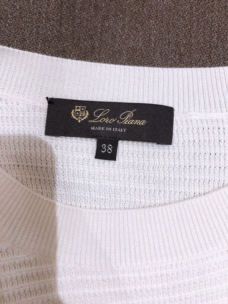 Loro Piana LORO PIANA White silk knitted short sleeve half sleeve T-s Size M / US 6-8 / IT 42-44 - 7 Thumbnail