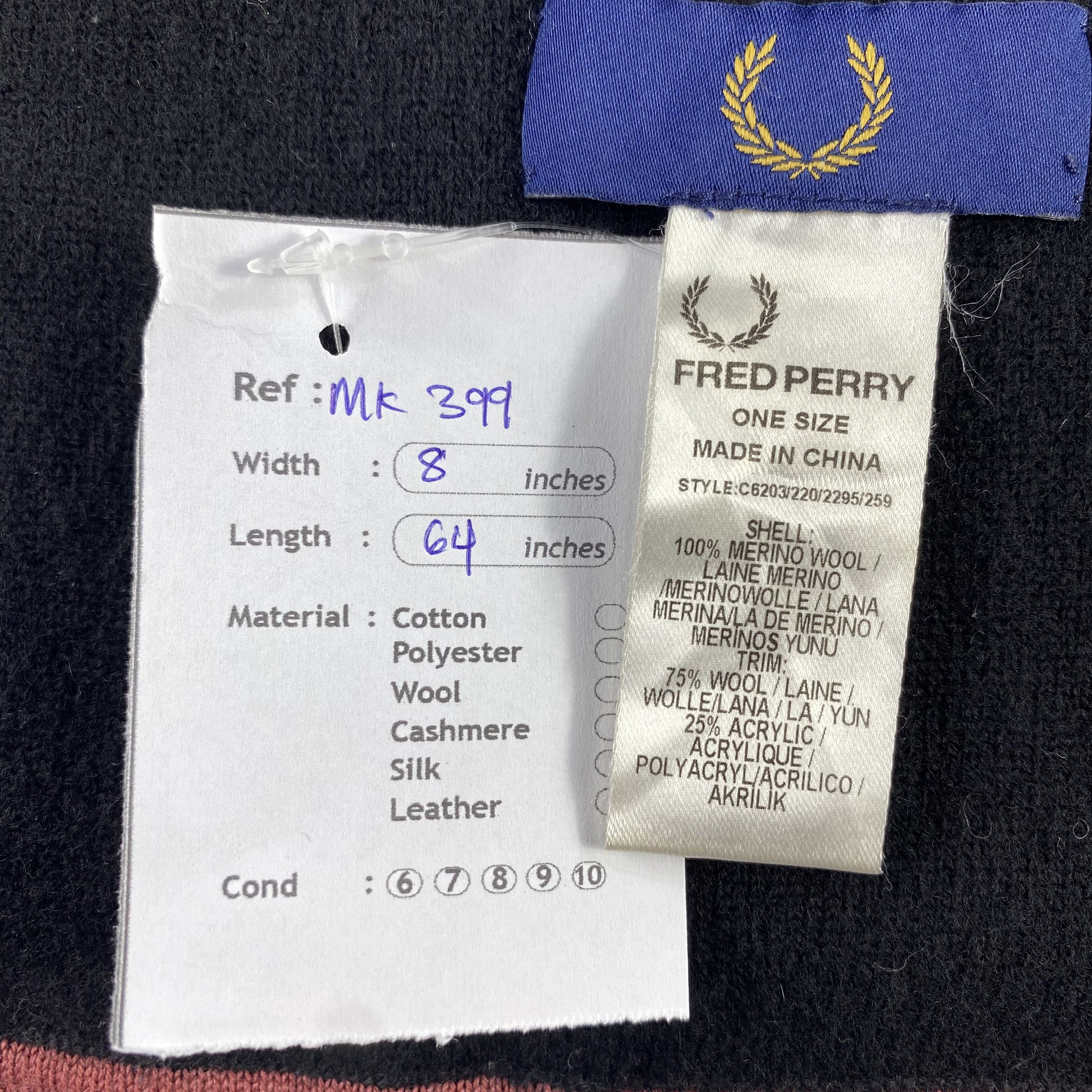 Fred Perry Fred Perry Scarf Neck Wrap Wool Muffler Size ONE SIZE - 6 Thumbnail