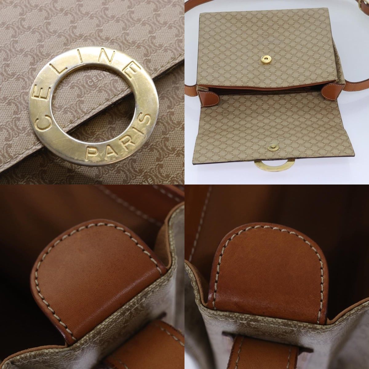 Celine CELINE Macadam Canvas Shoulder Bag Beige Size ONE SIZE - 11 Thumbnail