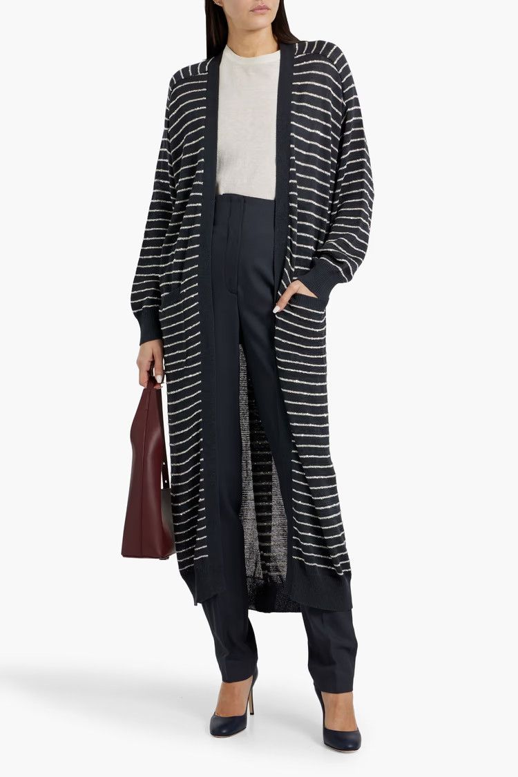Brunello Cucinelli o1y0725 Cardigan in Black/White Size XS / US 0-2 / IT 36-38 - 2 Thumbnail