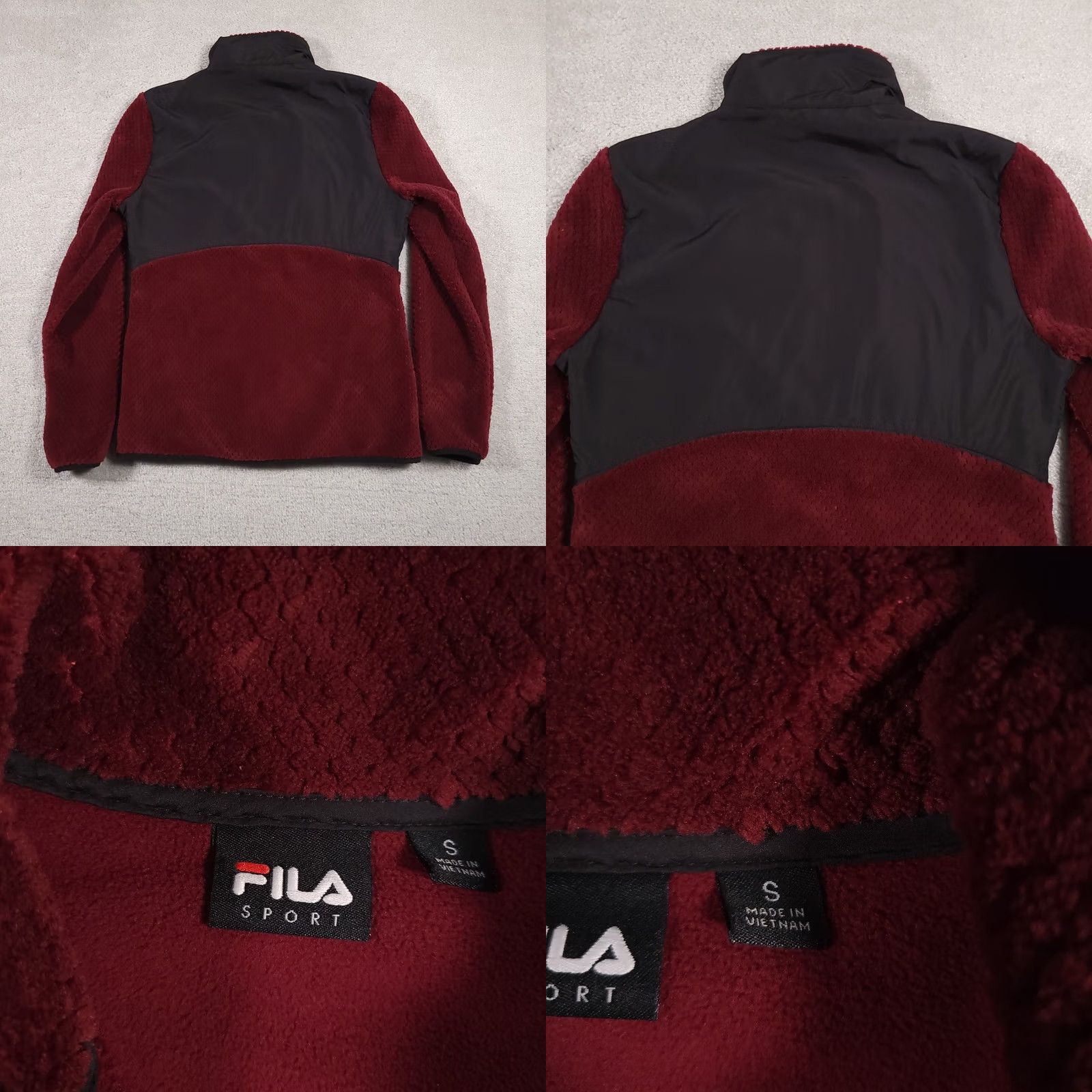Fila FILA Sport Fleece Jacket Women's Small Black Burgundy Faux Fur Full Zip Pockets Size S / US 4 / IT 40 - 9 Thumbnail