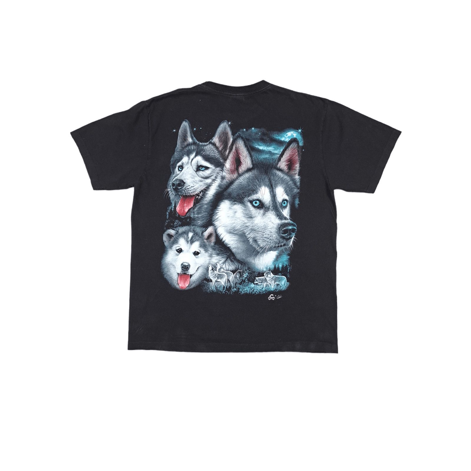 Vintage 90's Vintage Wolves Animal Print XL Caballo Black T-shirt Size US XL / EU 56 / 4 - 2 Thumbnail