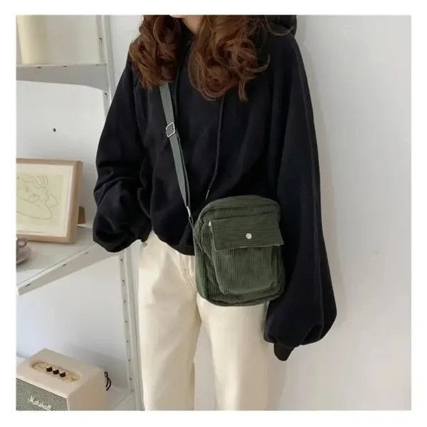 Corduroy Flap Shoulder Bag