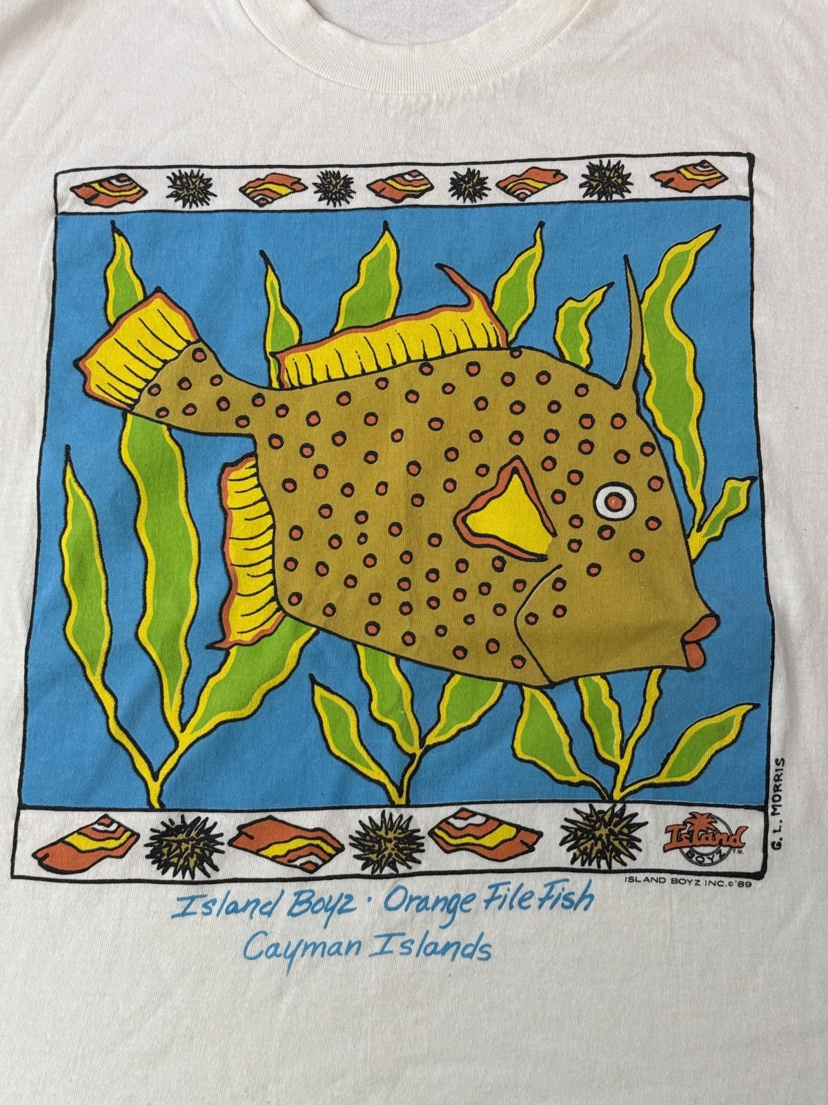 Designer VTG 80s Fish Art T-shirt Orange File Fish Cayman Islands -M Size US XL / EU 56 / 4 - 2 Thumbnail