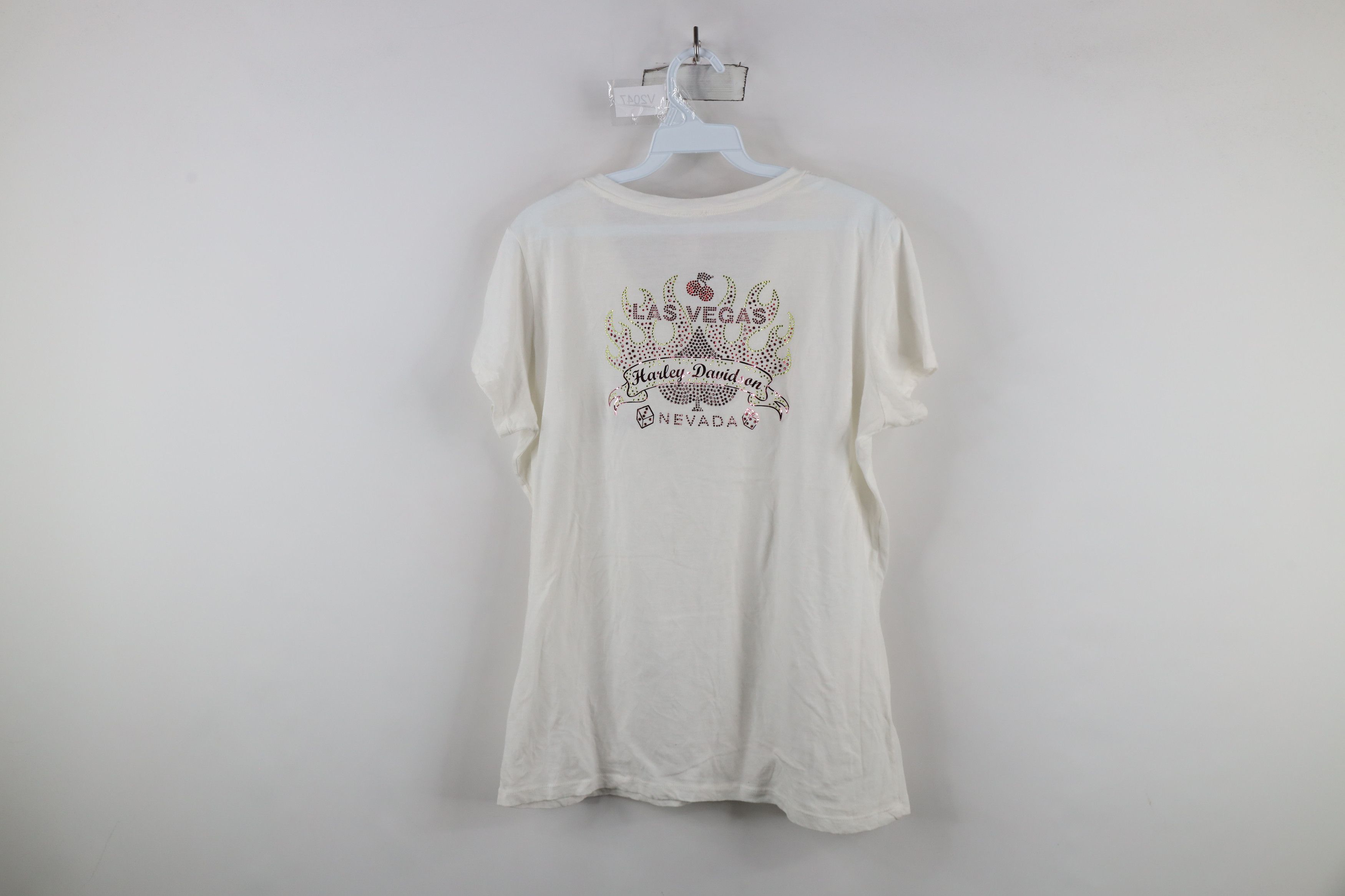 Harley Davidson × Vintage Harley Davidson Sequin Fire Flames Cherry Las Vegas T-Shirt Size XXL / US 16-18 / IT 52-54 - 10 Thumbnail