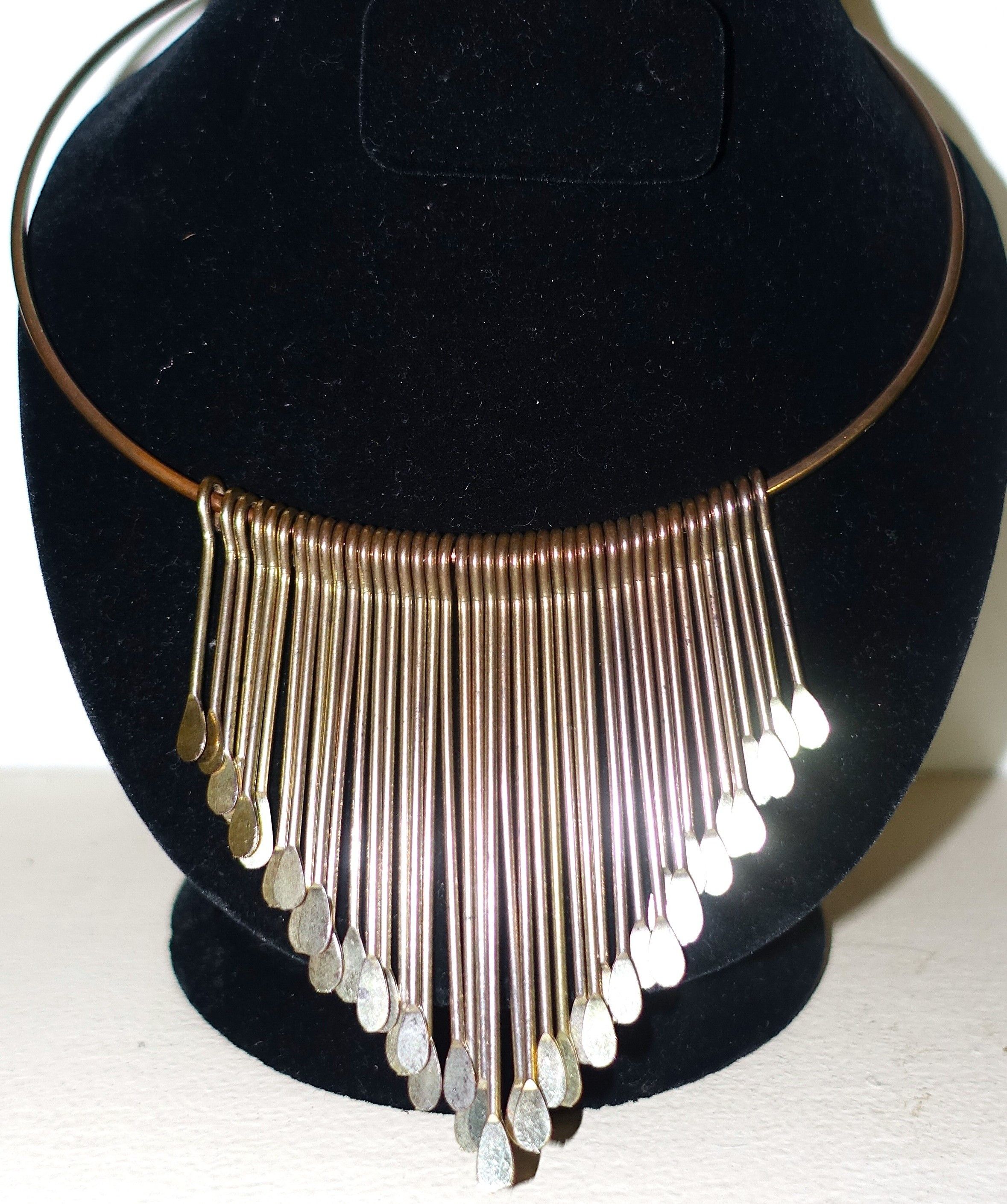Vintage Gold Tone Tapered Tassel Choker Necklace Size ONE SIZE - 1 Thumbnail
