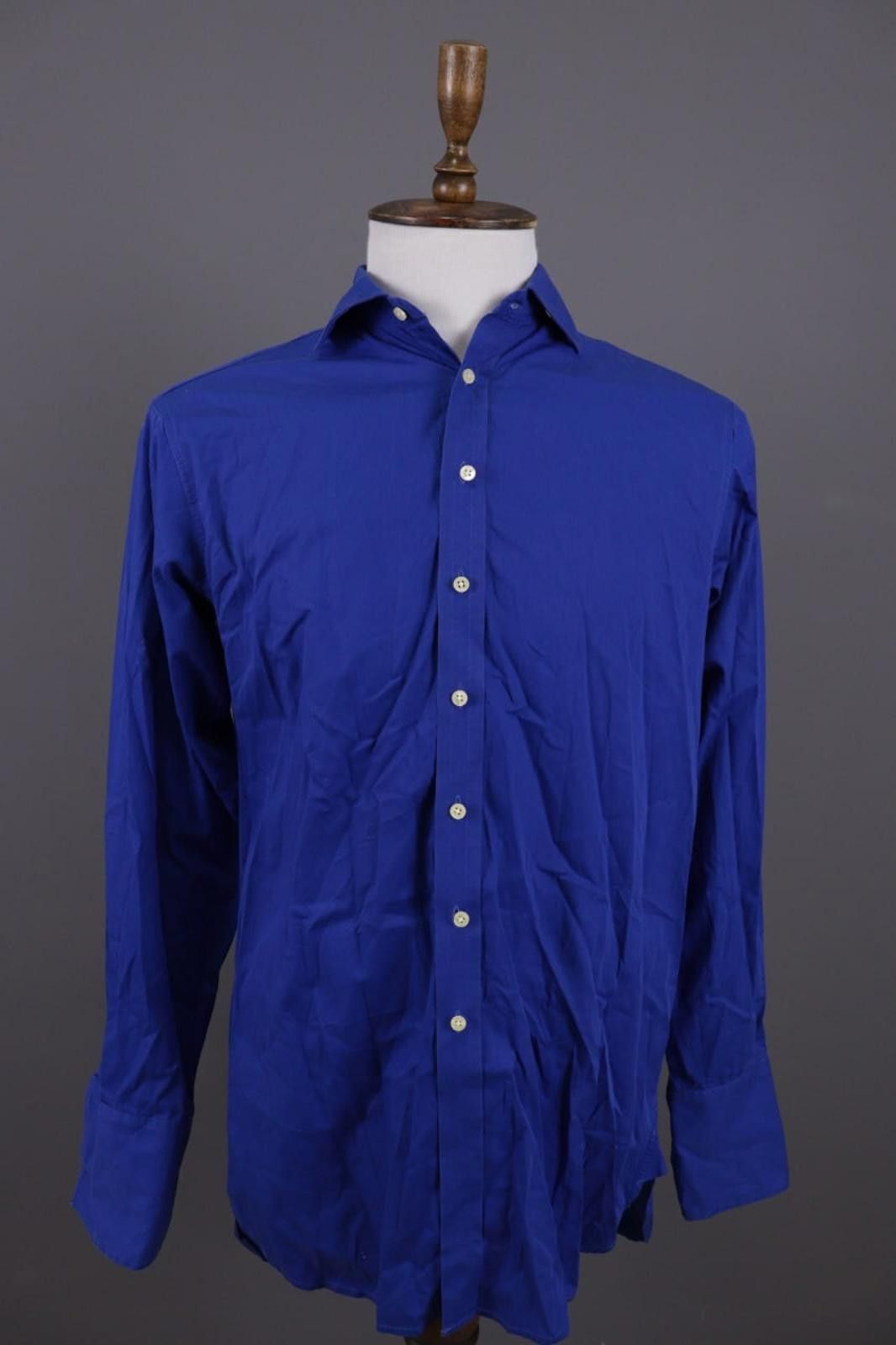 Designer Hackett London All Cotton Blue Shirt Size 39 / 15 1/2 Size US M / EU 48-50 / 2 - 1 Thumbnail