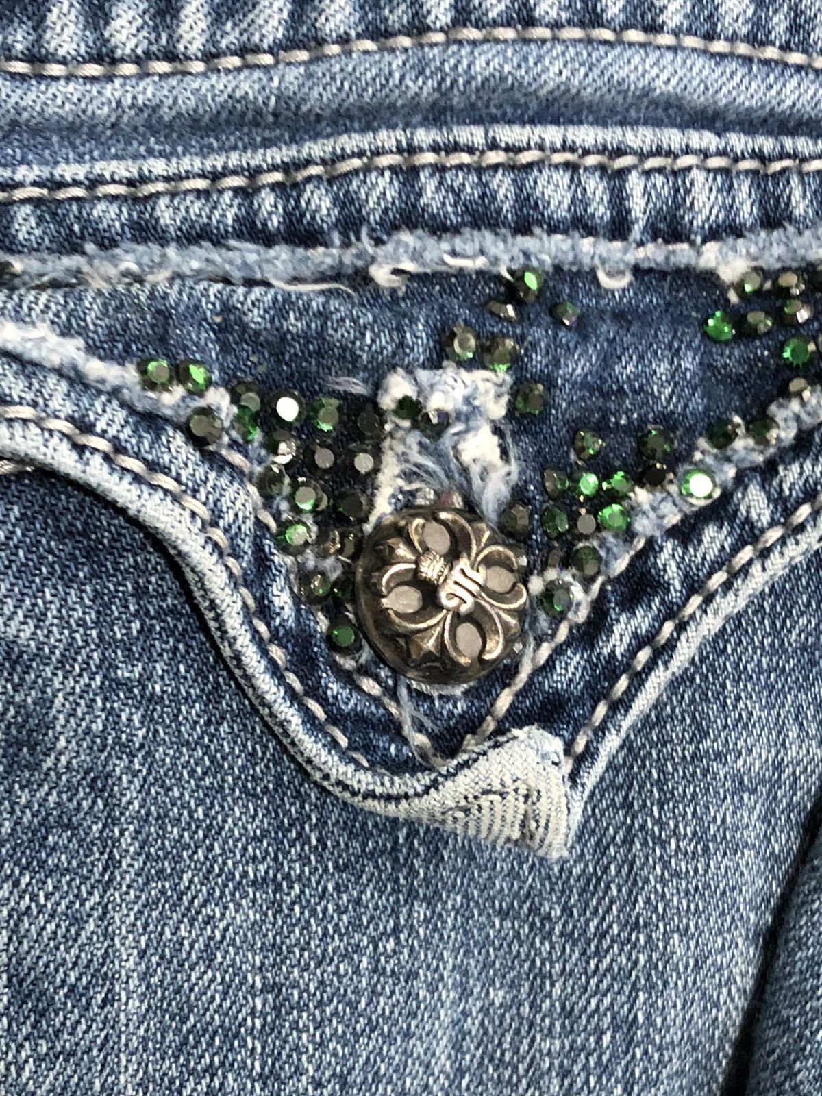 Miss Me Miss Me Jeans Womens 32 Blue Skinny JP4221RSKL flap Bling Size 33" - 5 Thumbnail