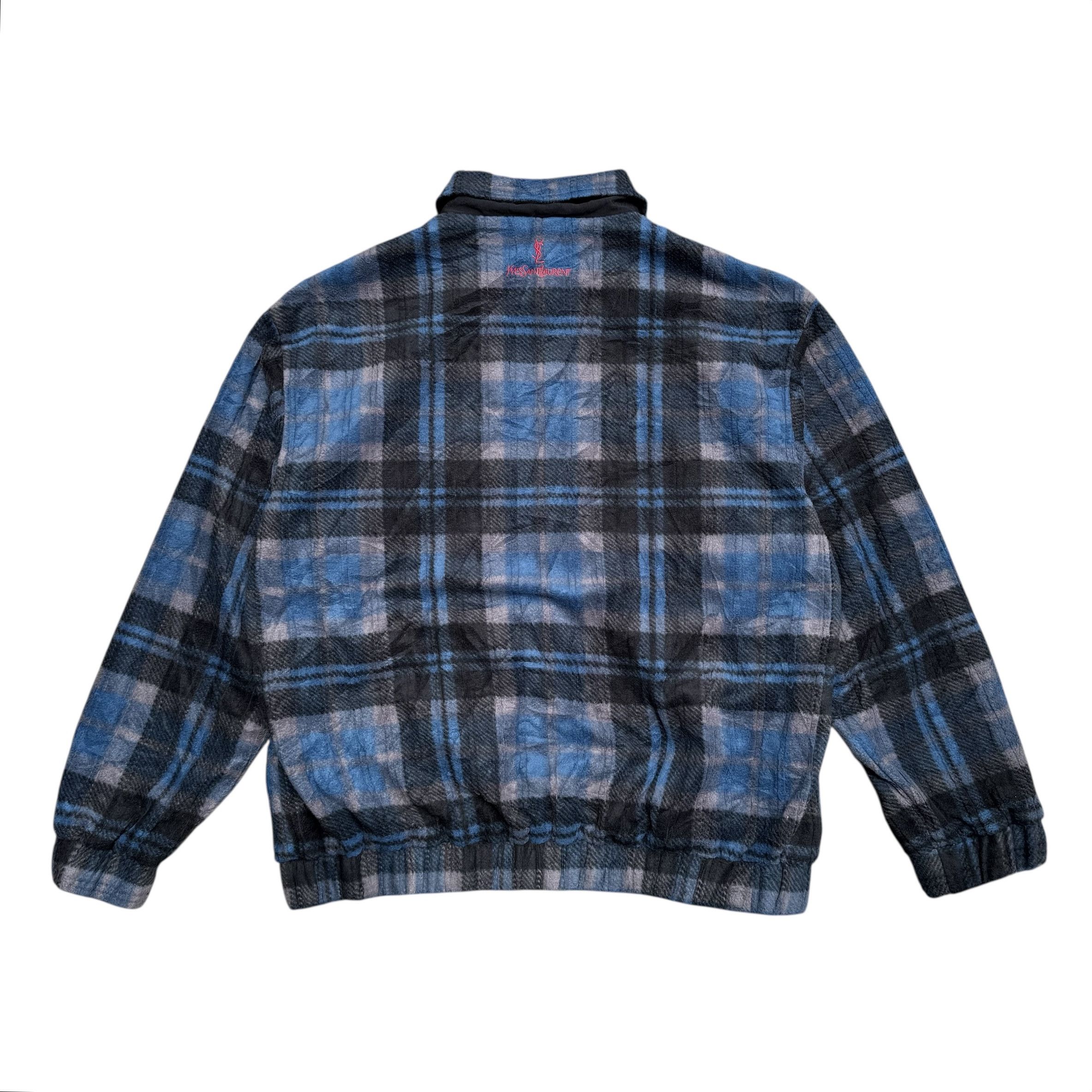 Yves Saint Laurent Vintage YSL Plaid Tartan Fleece Bomber Jacket Size US L / EU 52-54 / 3 - 6 Thumbnail