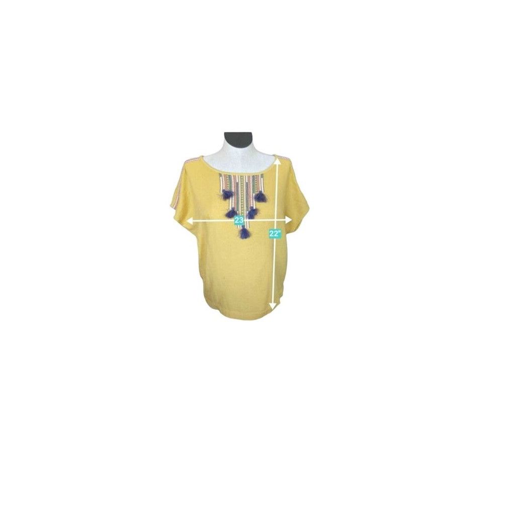 Ariat Ariat Flutter Sleeve Top Yellow Southwestern With Tassels XL Size XL / US 12-14 / IT 48-50 - 5 Thumbnail