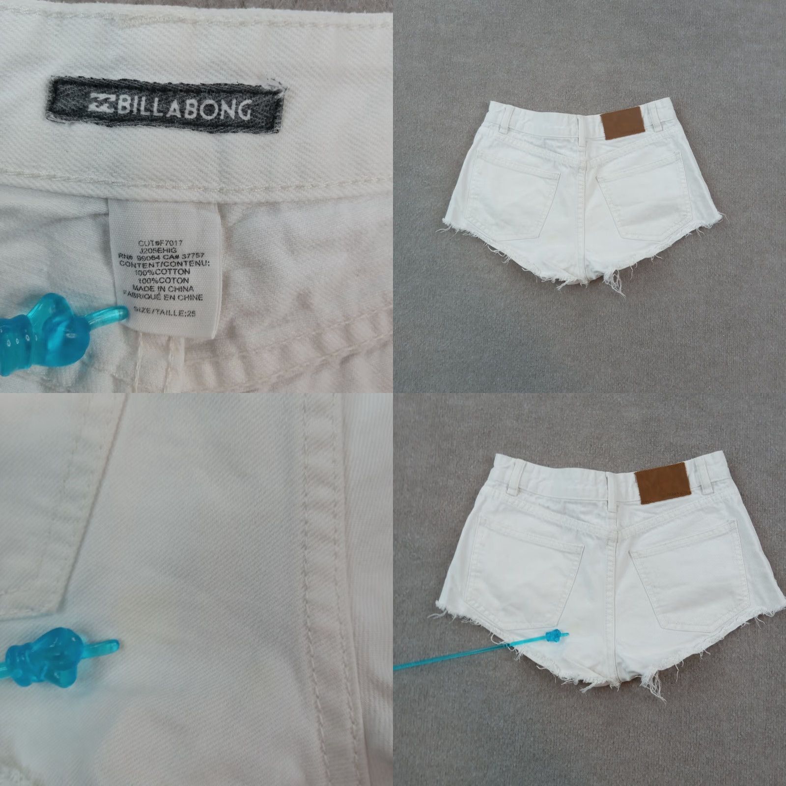 Billabong Billabong Women's White Denim Cut-Off Shorts Size 25 Low Rise Casual Cotton Frayed Size 42" / US 20 - 8 Thumbnail