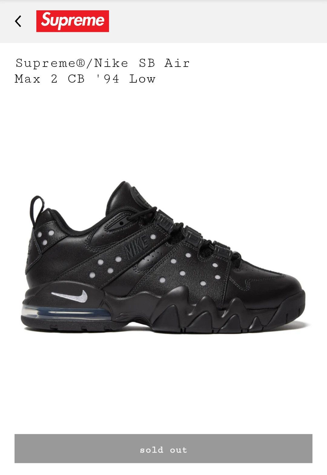 Nike × Supreme Supreme®/Nike SB Air Max 2 CB '94 Low Size US 9.5 / EU 42-43 - 8 Thumbnail