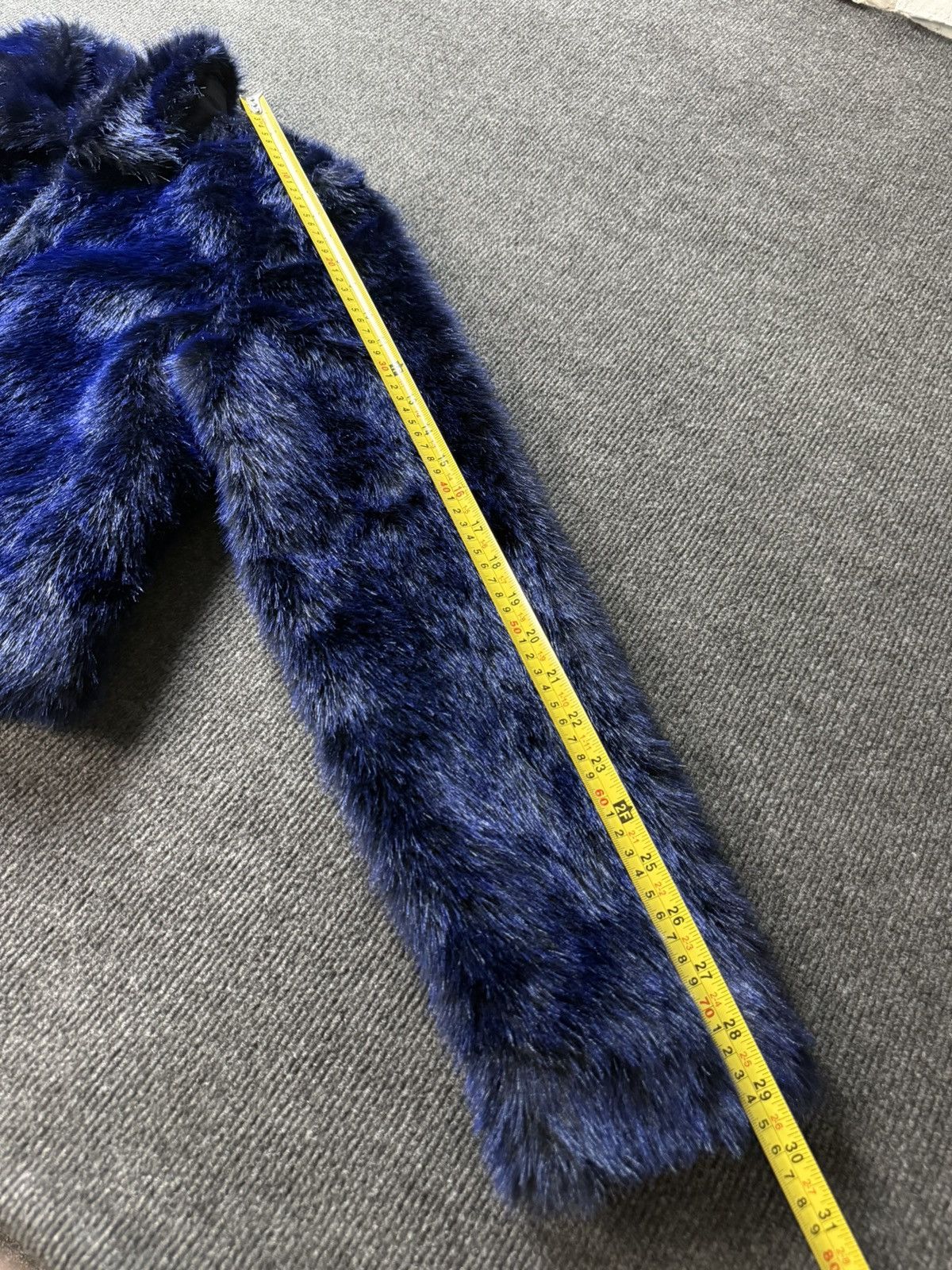 If Six Was Nine 00s Blue Faux Fur Jacket Cropped Hysteric Glamour Style Vibe Size M / US 6-8 / IT 42-44 - 16 Thumbnail