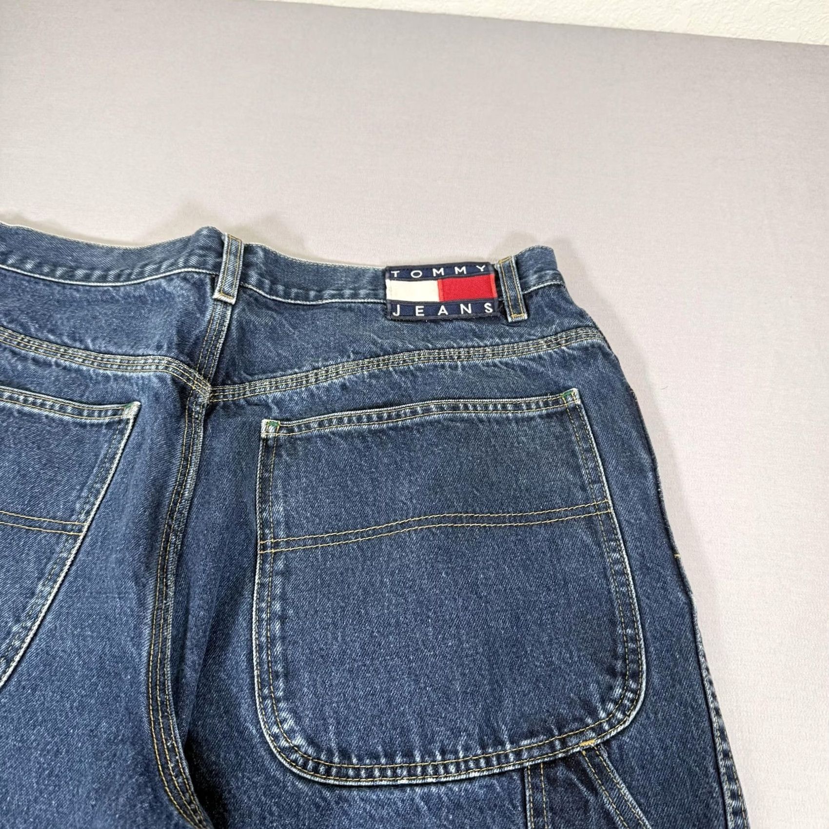 Denime VINTAGE Tommy Jeans Jeans Men 36x32 Blue Carpenter Baggy 90s Wide-Leg Distressed Denim Size US 36 / EU 52 - 4 Thumbnail