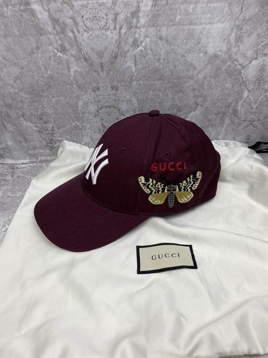 Gucci NY Yankees Embroidered Butterfly Baseball Cap