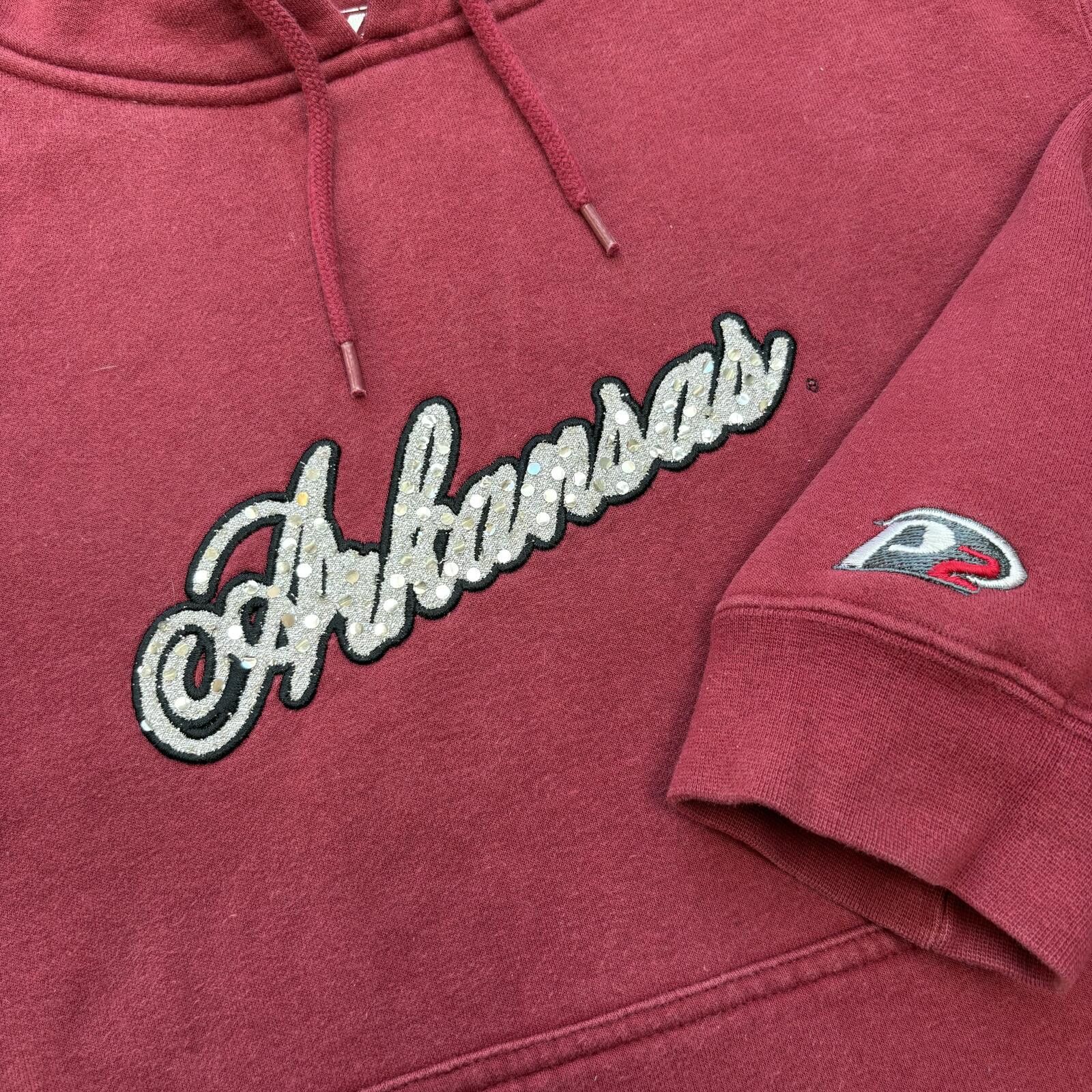 Pro Player Vintage Y2K Arkansas Razorbacks Sequin Font College Hoodie Size L / US 10 / IT 46 - 2 Thumbnail