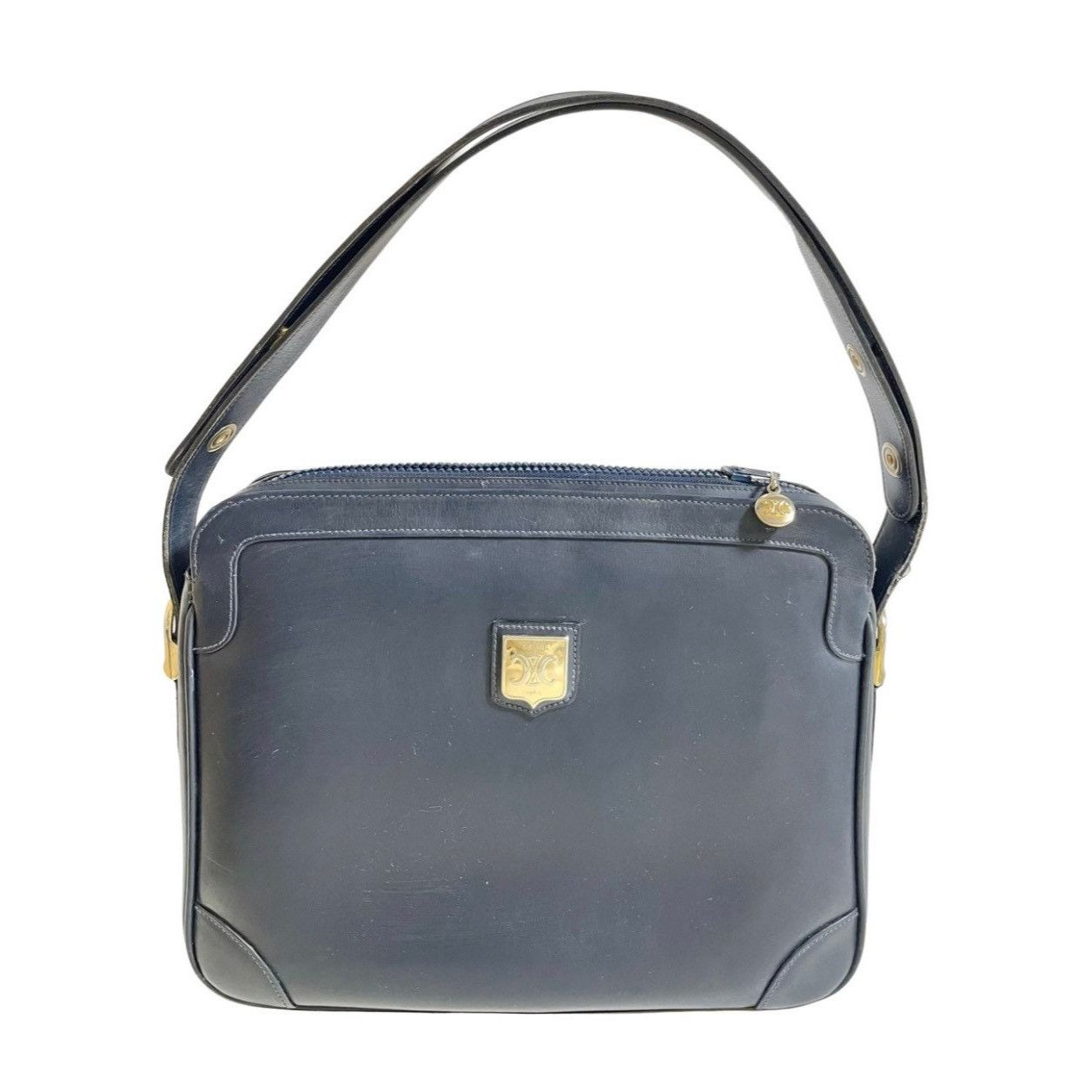 Celine Vintage Celine navy genuine leather shoulder bag. Triomphe Size ONE SIZE - 1 Thumbnail