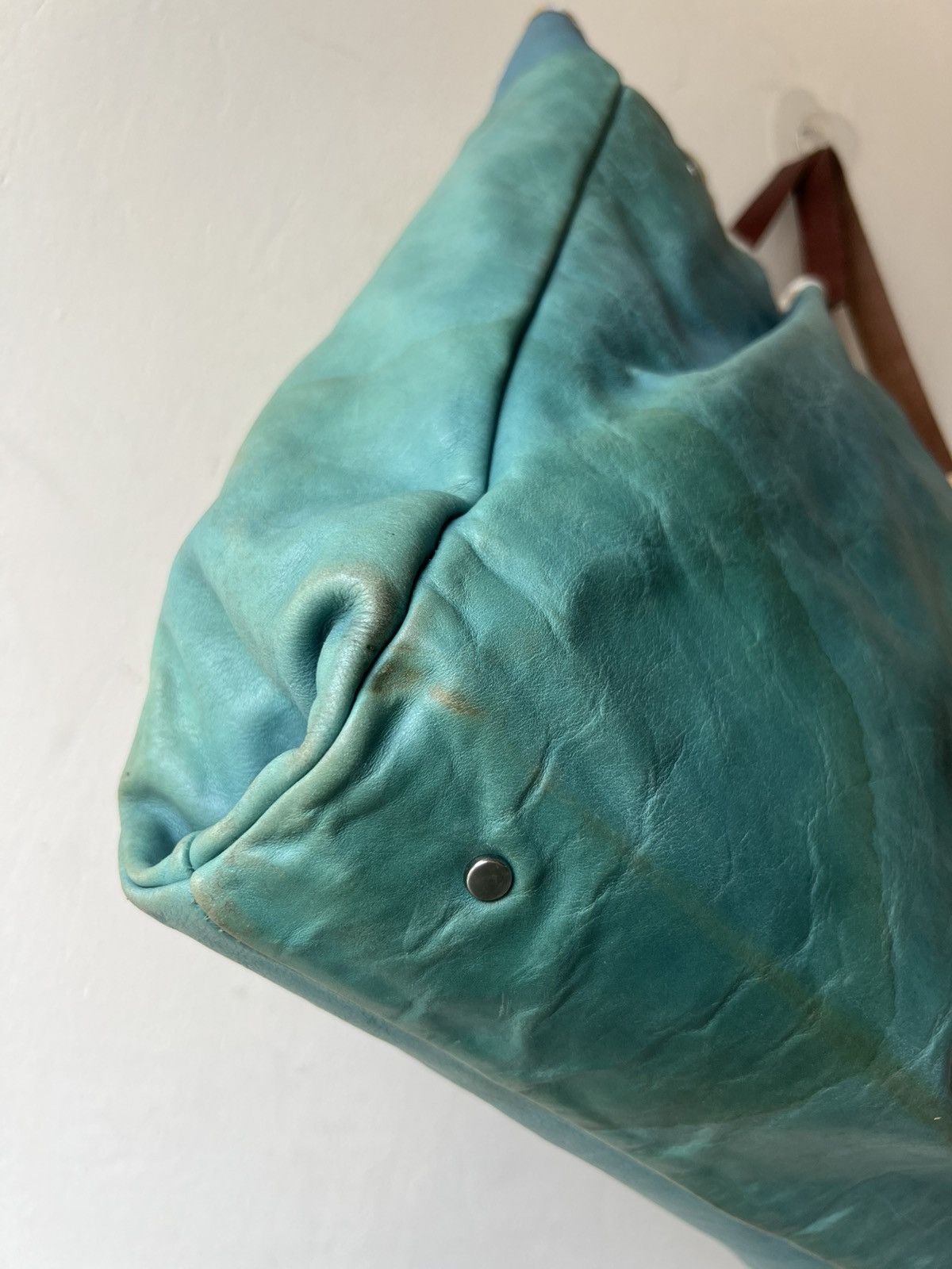 Leather Vintage Icaru Japan Faded Distressed Patina Leather Tote Bag Size ONE SIZE - 18 Thumbnail