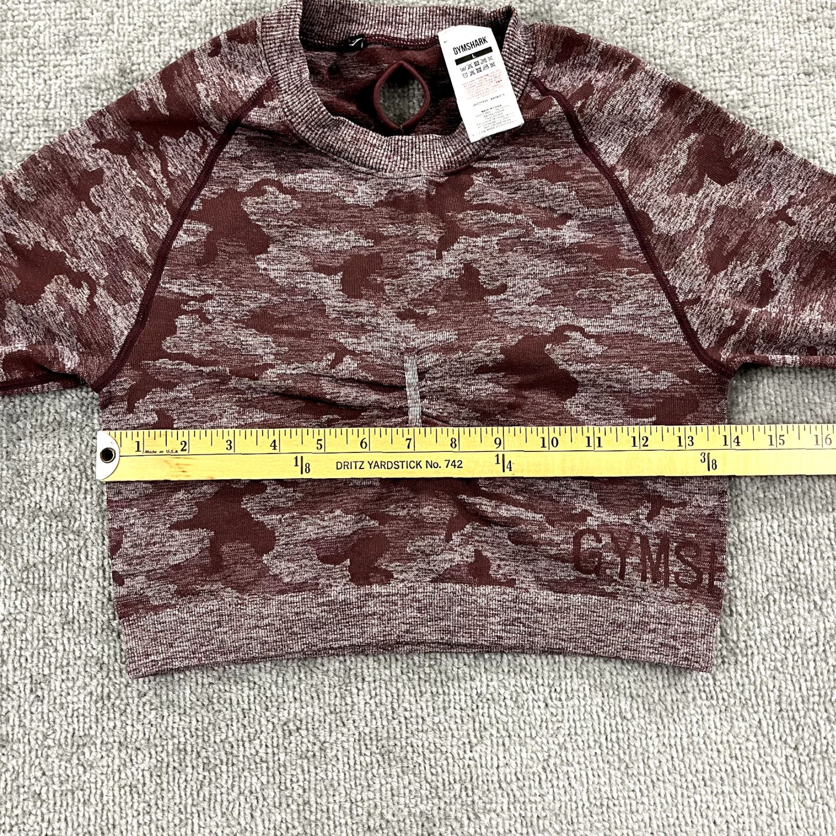 Gymshark GYMSHARK Top Womens Large Cropped Red Adapt Camo Seamless Gym Train Long Sleeve Shirt Size L / US 10 / IT 46 - 5 Thumbnail