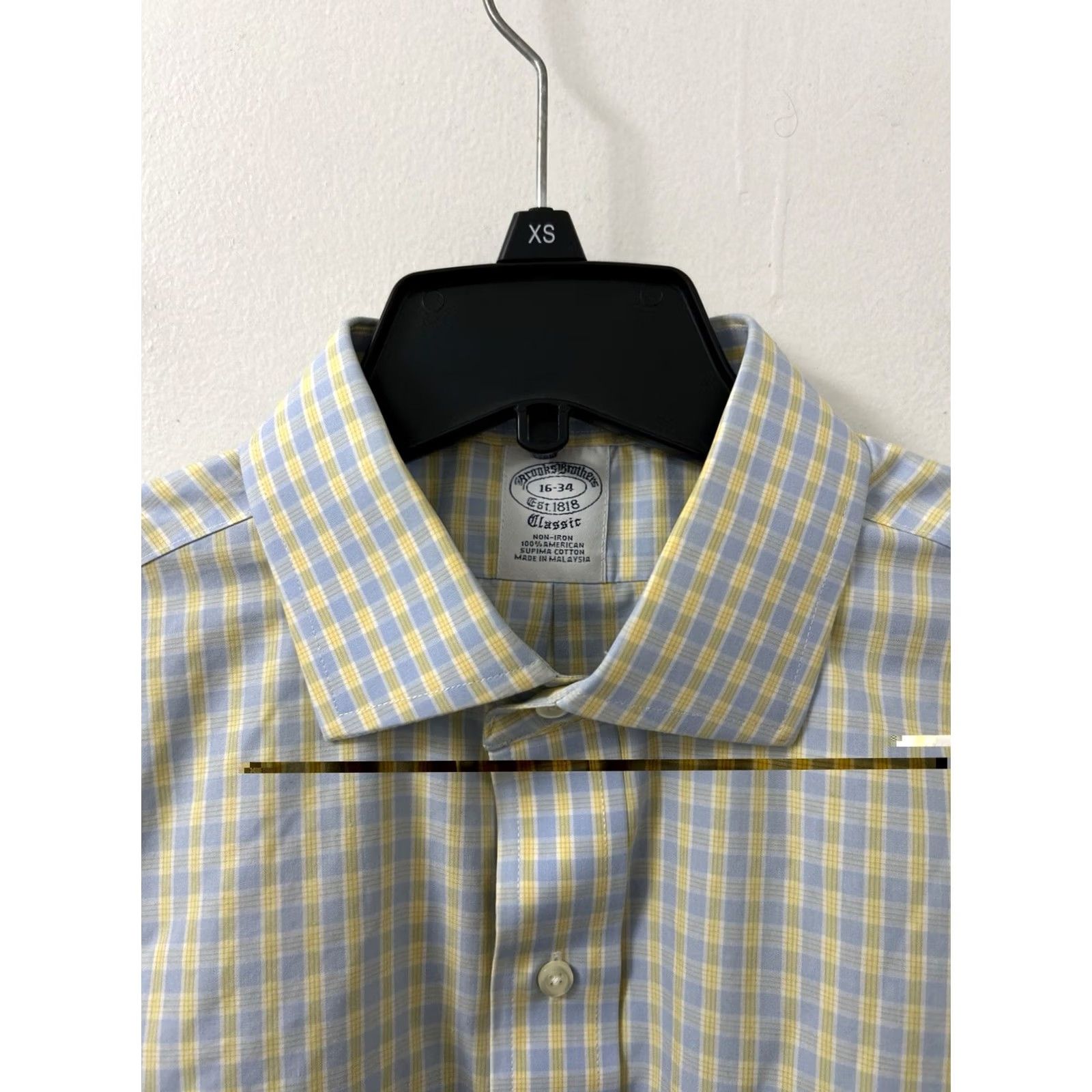 Brooks Brothers Brooks Brothers Classic Dress Shirt Mens 16 L/S Oxford Check Blue Yellow 100% Cotton Slim/Regular Fit Men’s Shirt Mens Mens Navy Blues Size US L / EU 52-54 / 3 - 5 Thumbnail