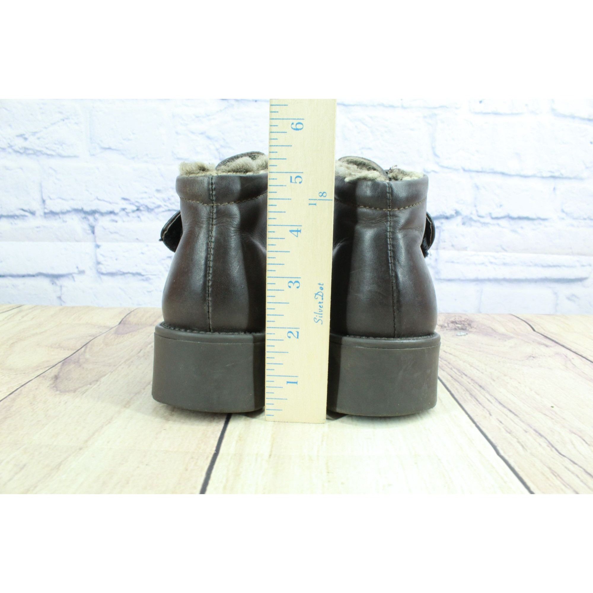 L.L. Bean × Leather LL Bean Leather Hook & Loop Shearling Lined Winter Boots Size US 6 / IT 36 - 6 Thumbnail