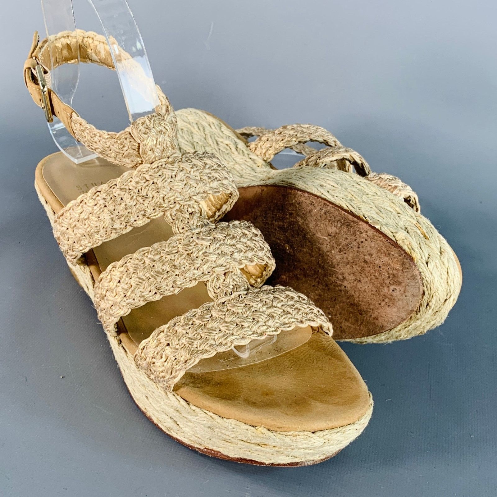 Stuart Weitzman STUART WEITZMAN 7 Beige Natural Metallic Espadrille Sandals Size US 7 / IT 37 - 5 Thumbnail