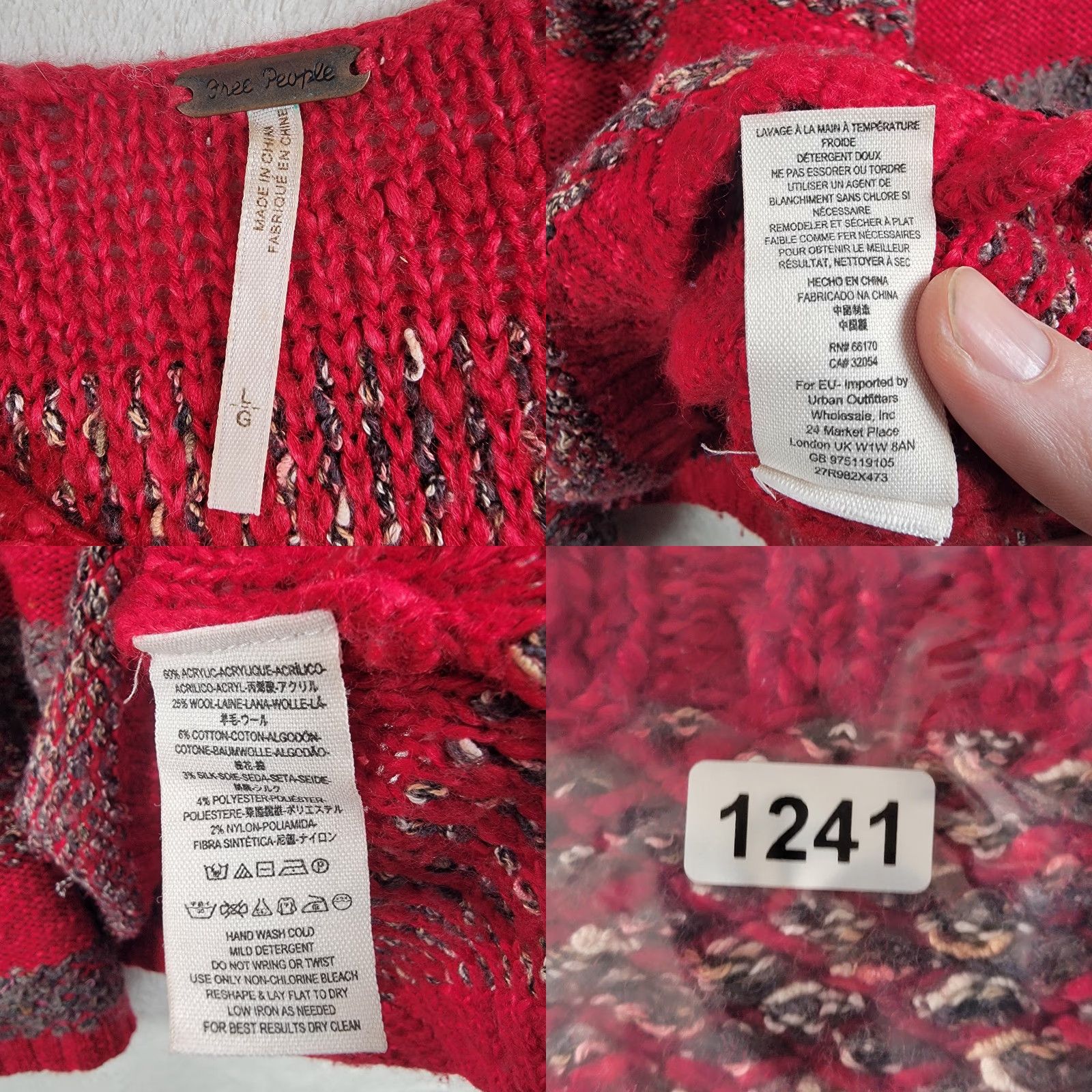 Free People VINTAGE Free People Women Pullover Sweater Red Marled Stripe Long Sleeve Large Knit Boat Neck Casual Womens Pullover 90s Event Size L / US 10 / IT 46 - 10 Thumbnail