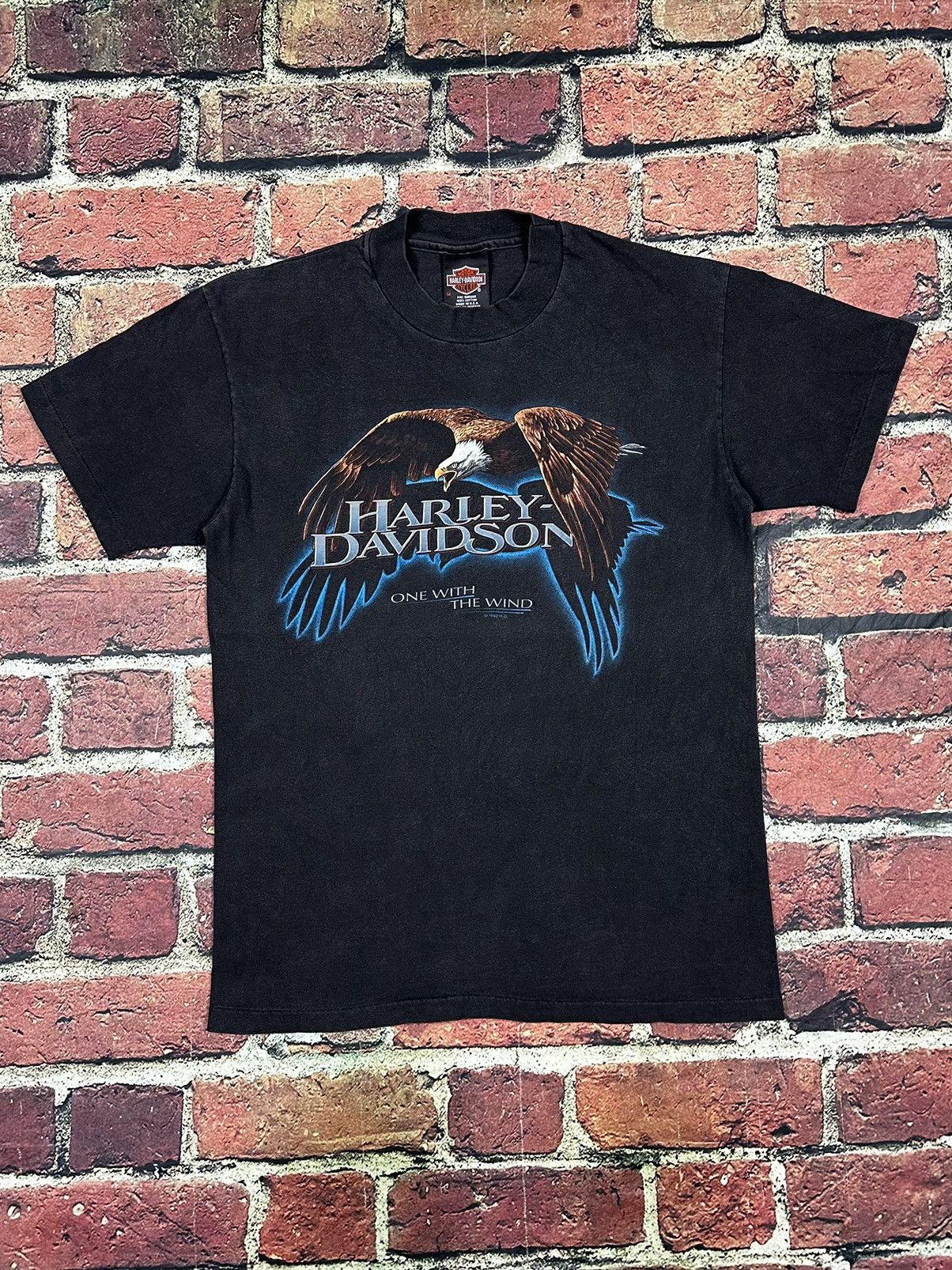 Harley Davidson × Vintage Vintage Harley Davidson One With Wind T Shirt Single Stitch Size US M / EU 48-50 / 2 - 1 Thumbnail