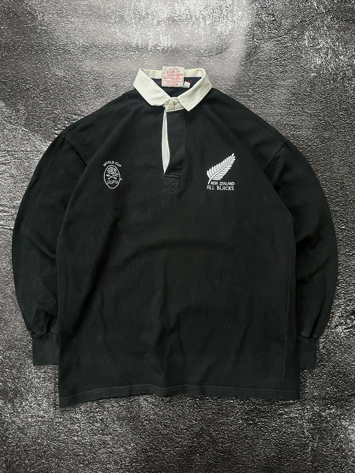 image of New Zealand All Blacks Vintage Rugby Cotton Oxford World Cup, Men's (Size Large)