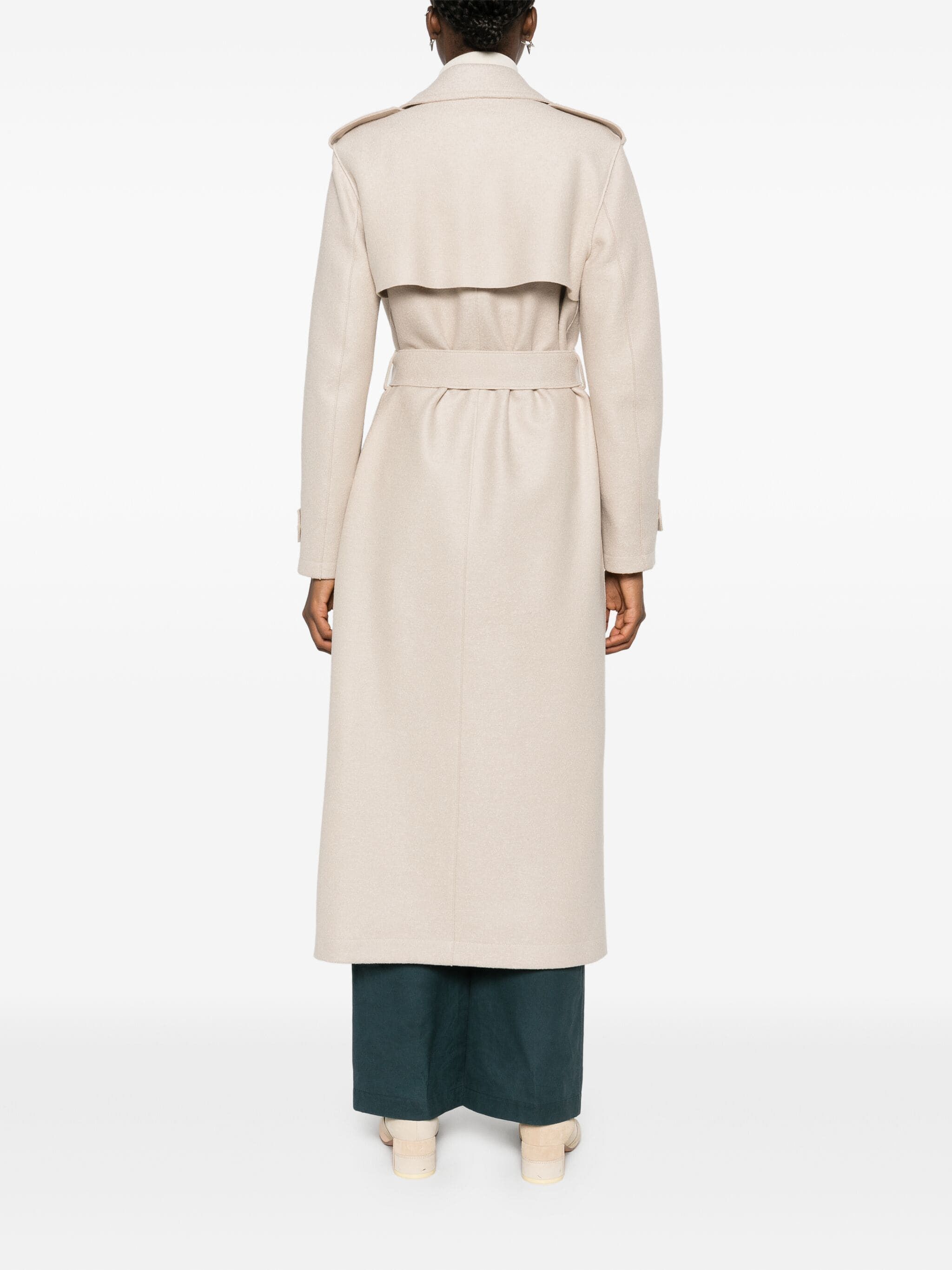 Harris Wharf London o1s22i1n1024 Pressed Wool Robe Coat in Beige Size M / US 6-8 / IT 42-44 - 4 Thumbnail