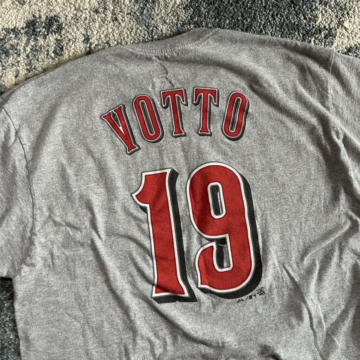 Majestic 2014 JOEY VOTTO CiNCiNNATi REDS JERSEY SHiRT HEATHER GREY Size US XL / EU 56 / 4 - 1 Thumbnail