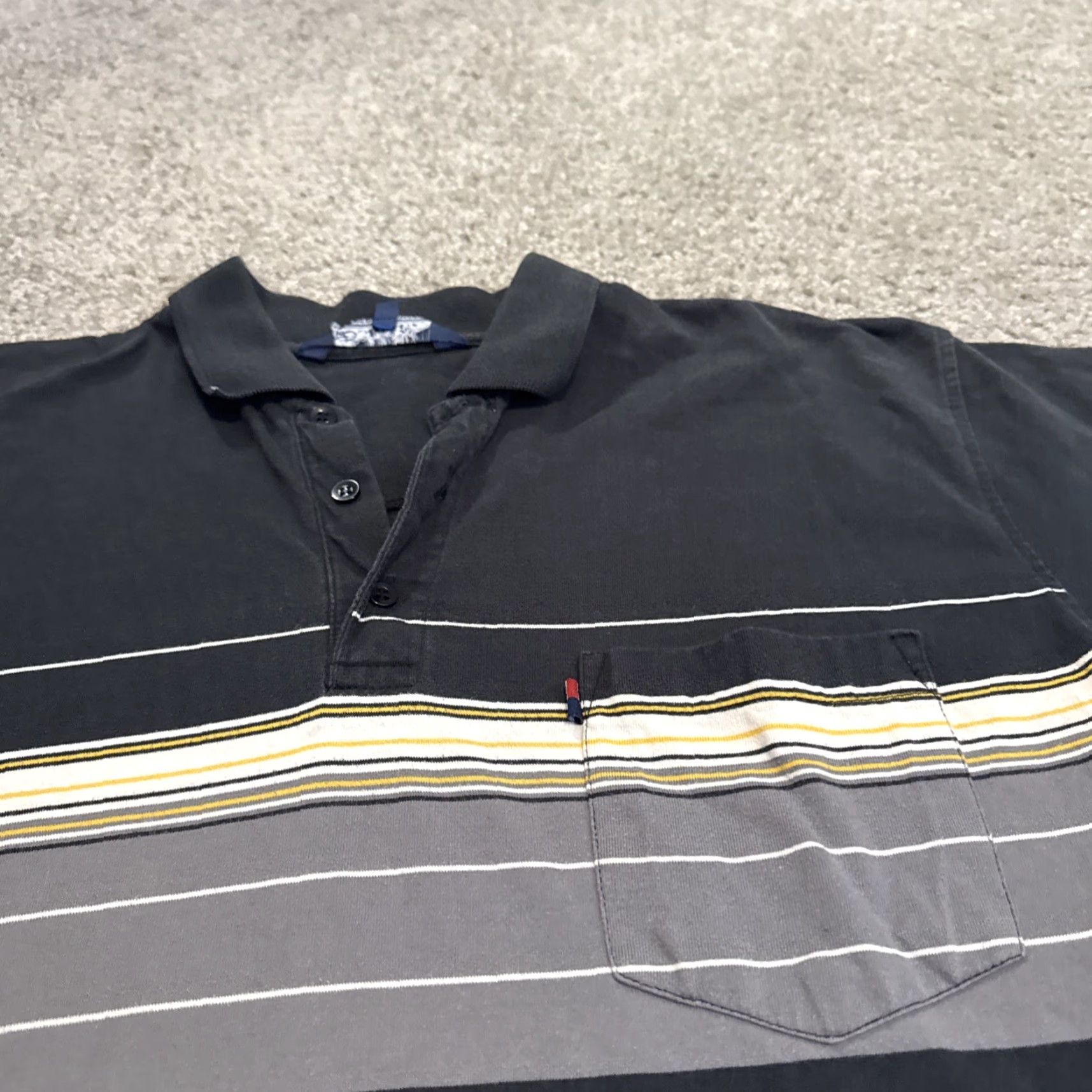 Vintage VINTAGE Penguin Brand Black Grey Yellow White Stripe Polo Shirt Mens M Polo 80s Stripe Size US M / EU 48-50 / 2 - 4 Thumbnail