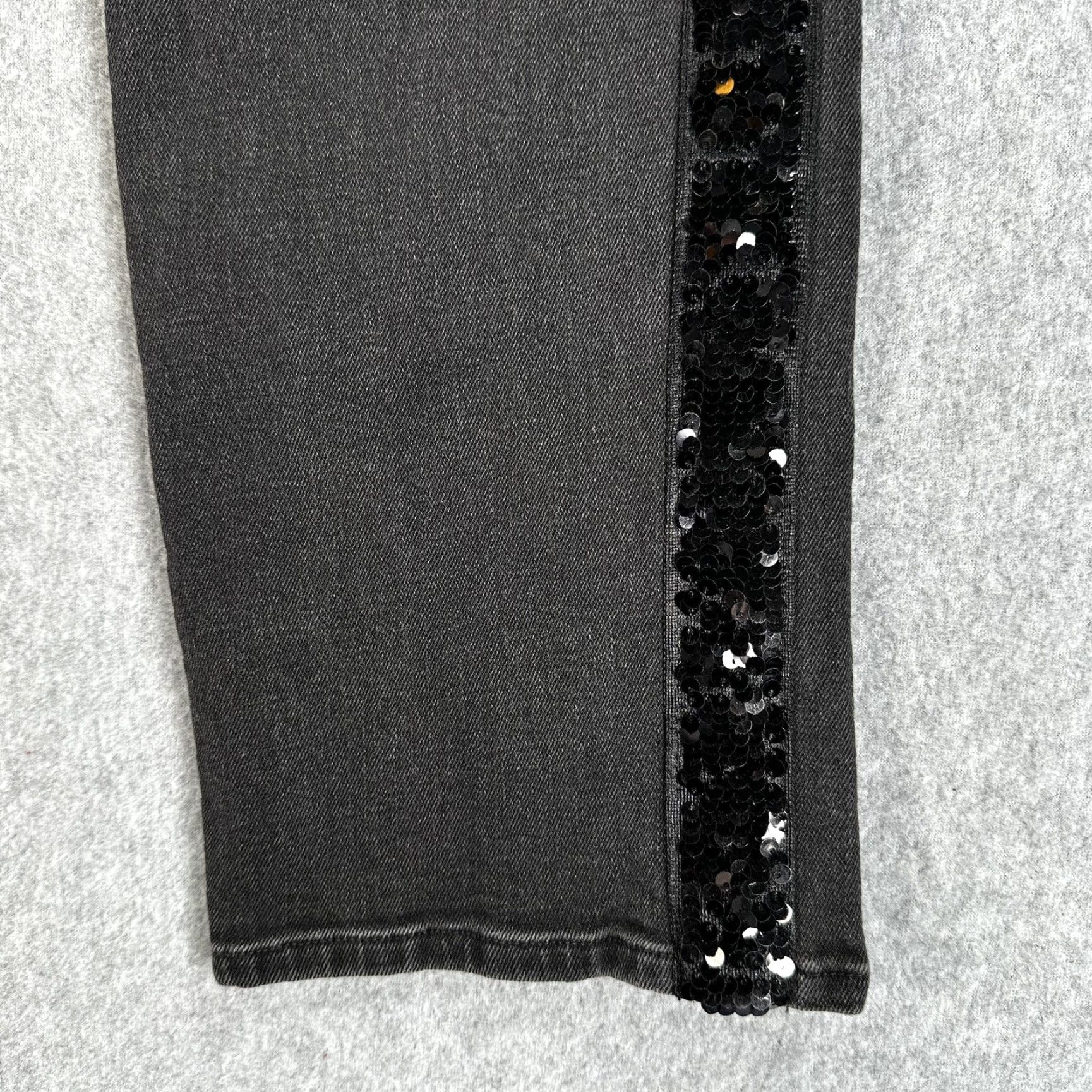 Ralph Lauren Lauren Ralph Lauren Jeans Womens 14 Charcoal Gray Sequin Side Stripe Straight Leg Denim Size 36" / US 14 / IT 50 - 4 Thumbnail