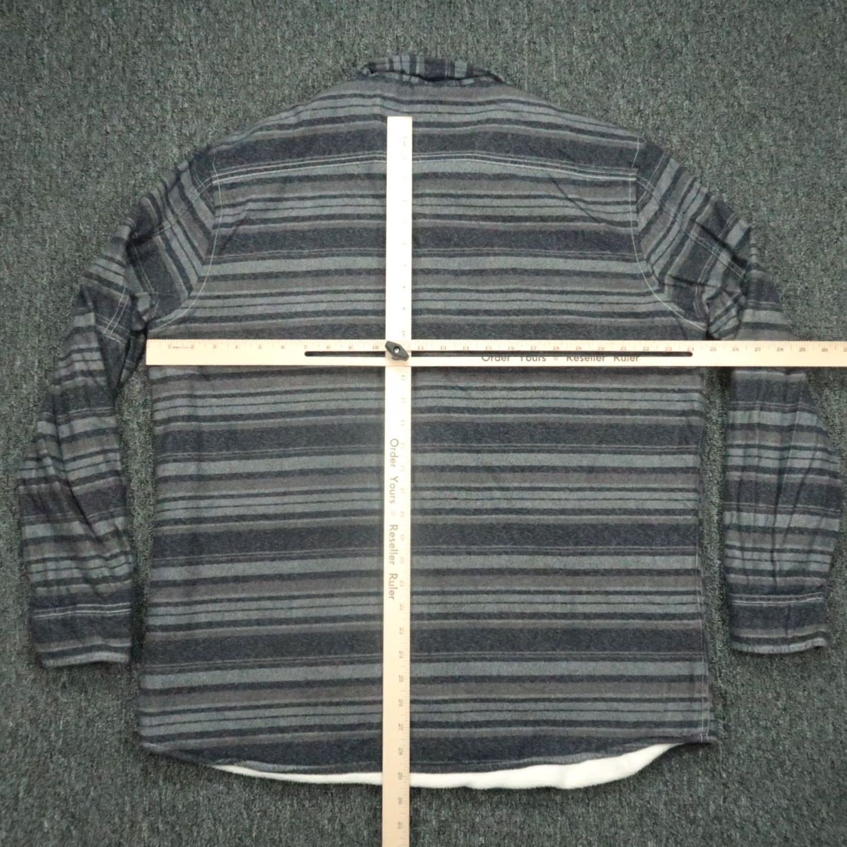 johnnie-O Johnnie O Shirt Mens XL Blue Striped Fleece Lined Shacket Button-Up Casual Workwear Wool Knit Heavyweight Cotton Long Sleeve Size US XL / EU 56 / 4 - 5 Thumbnail