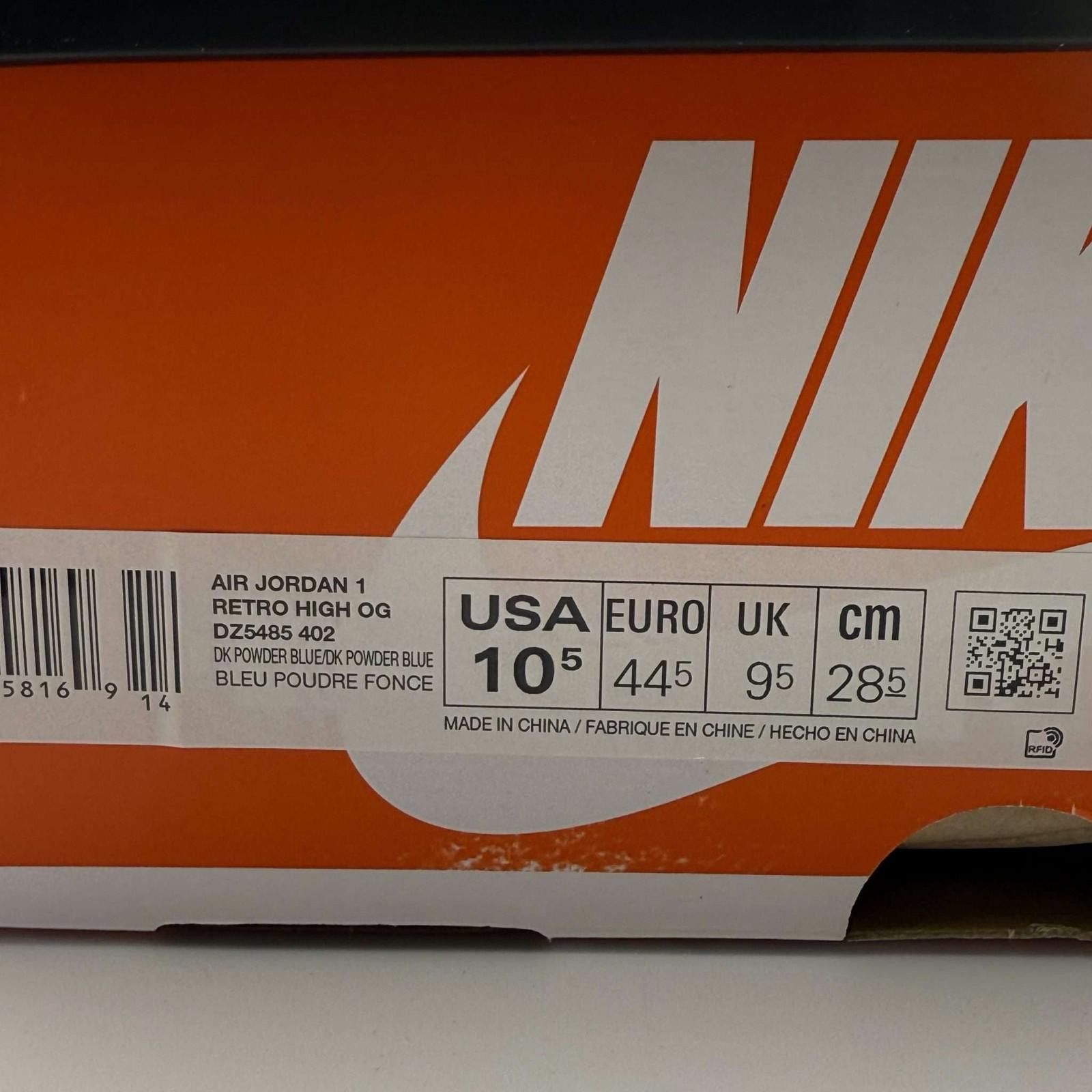Nike Nike Air Jordan 1 Retro High OG Powder Blue 10.5 Used Size US 10.5 / EU 43-44 - 10 Thumbnail
