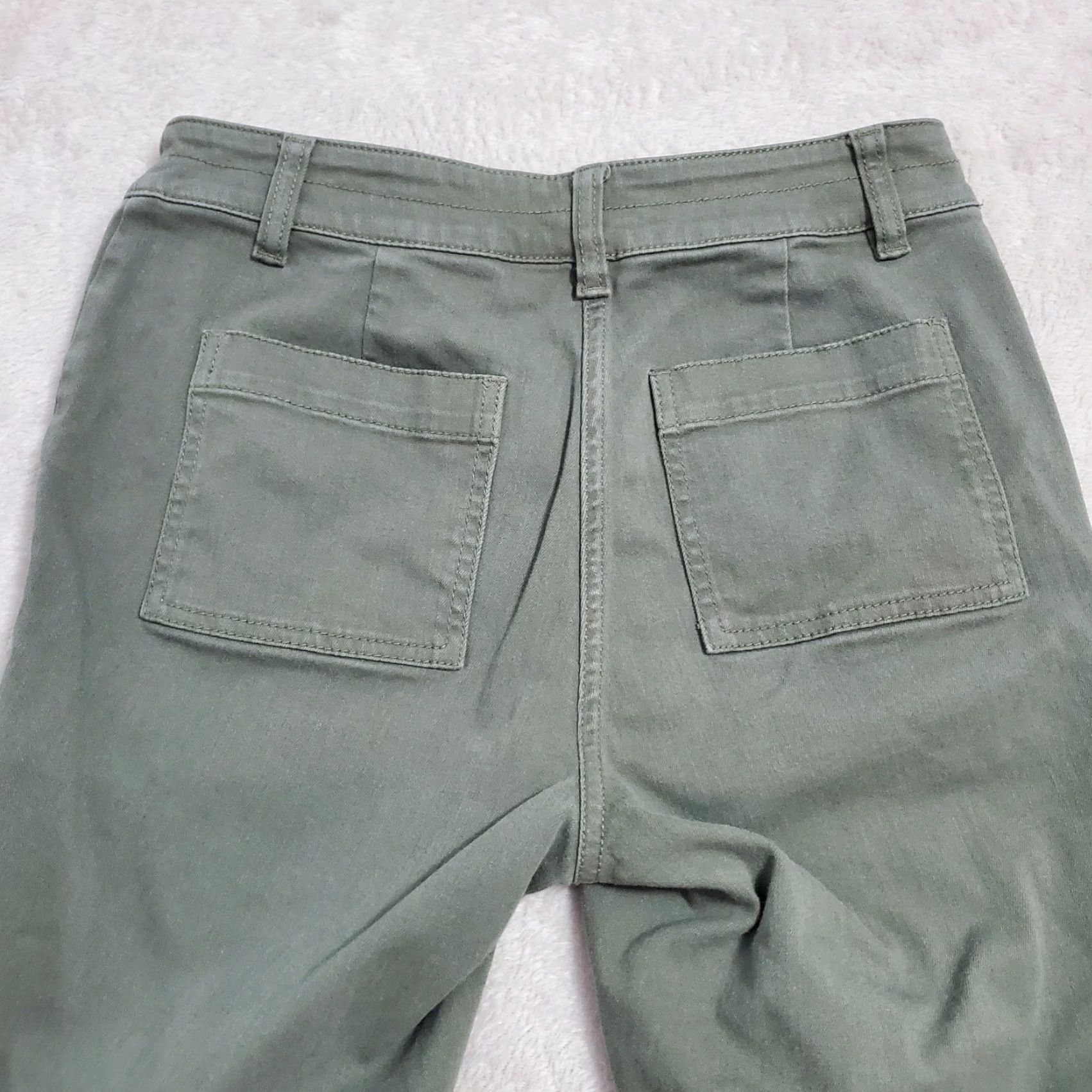 J. Jill VINTAGE J Jill Pants Women Petite 4 Olive Green Embroidered Mid Rise Skinny Cargo Jeans Girls Womens Size 27" / US 4 / IT 40 - 6 Thumbnail
